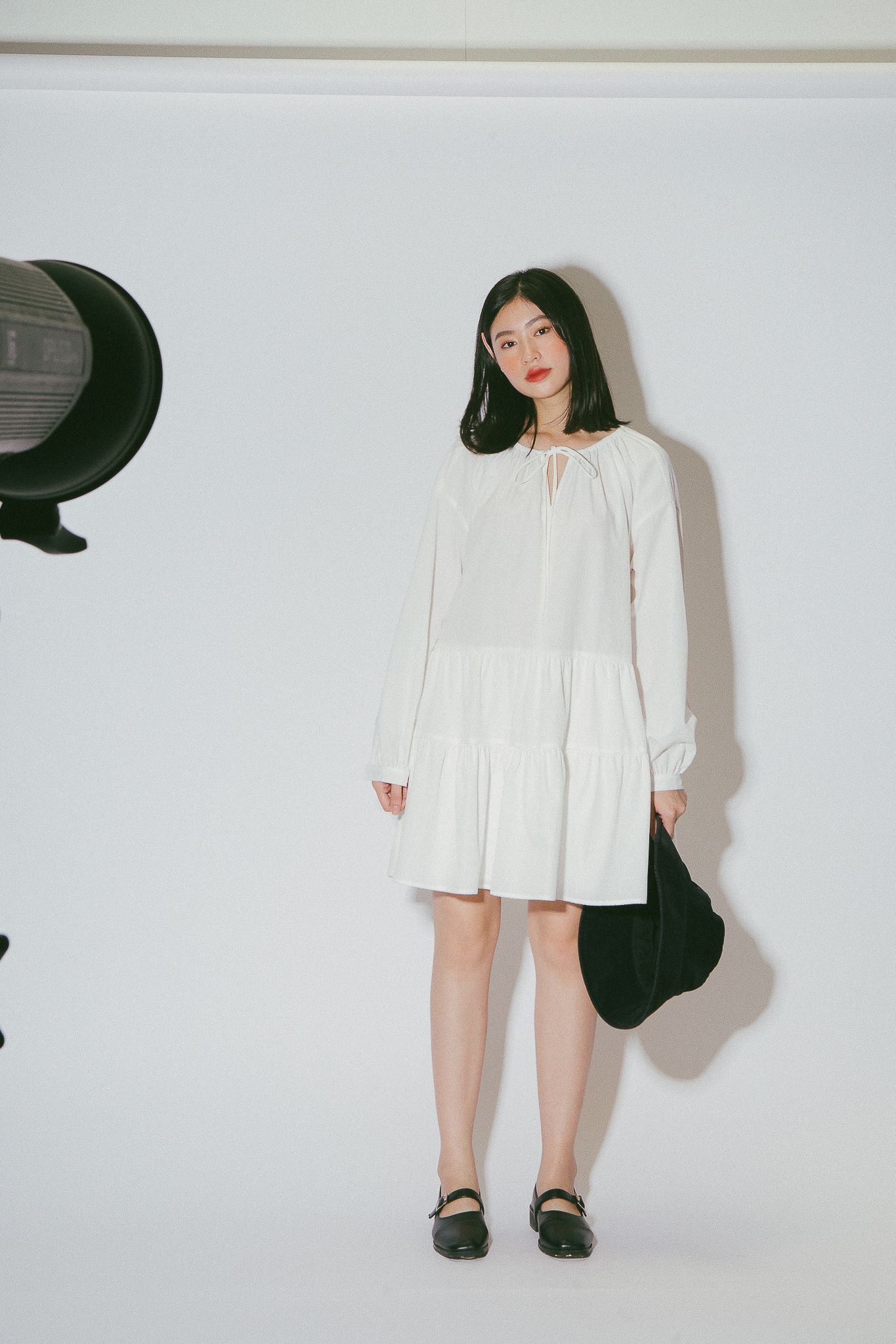 White Puff Sleeve Mini Dress