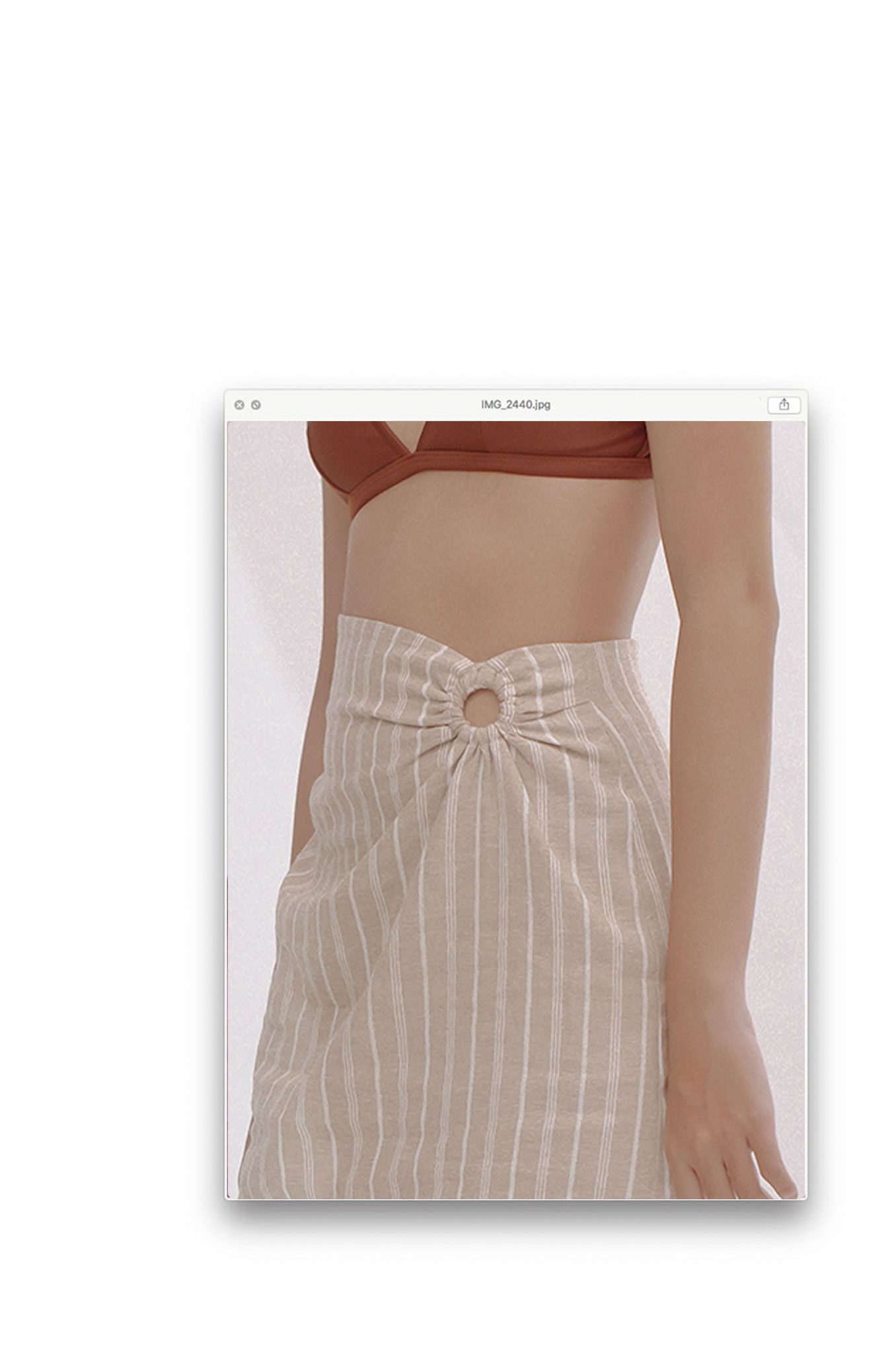 Stripped Linen Mini Skirt With Ring