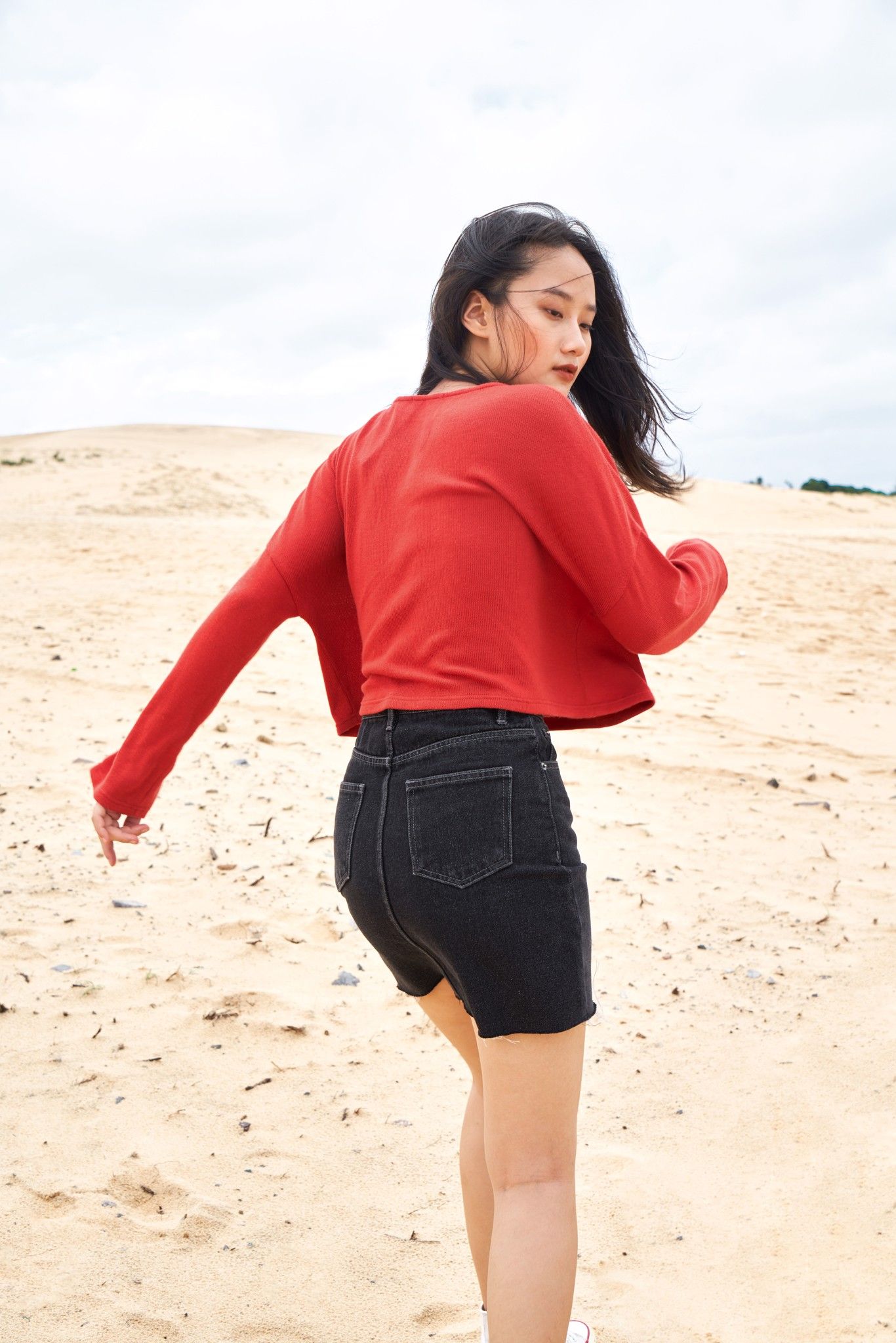 Red Knitted Long Sleeve Top