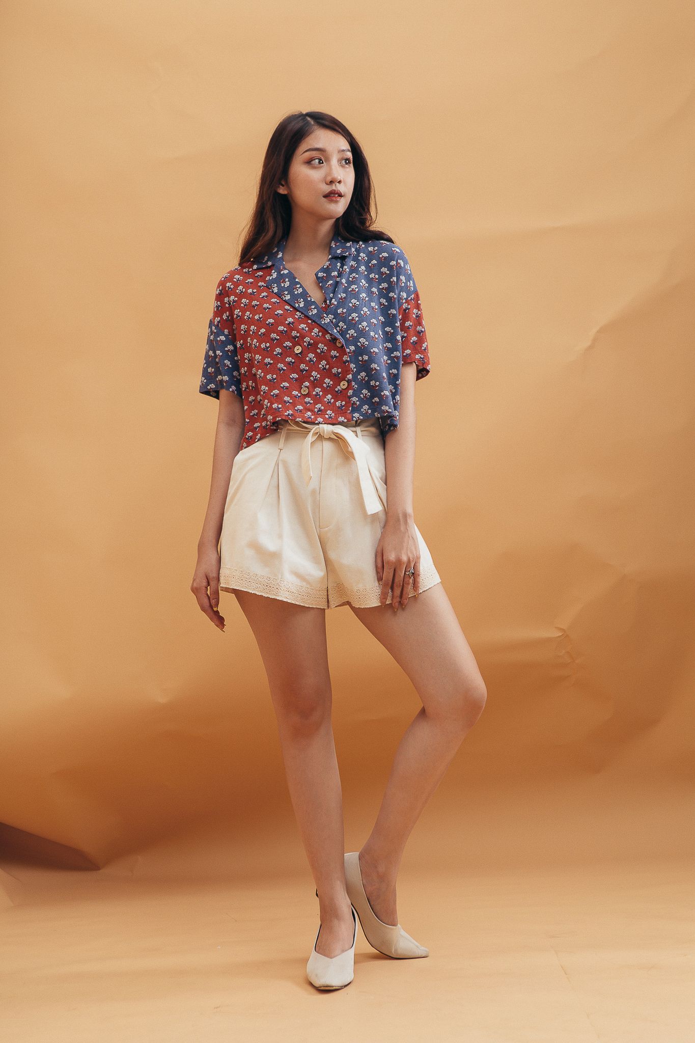 Ivory Lace Trimming Shorts