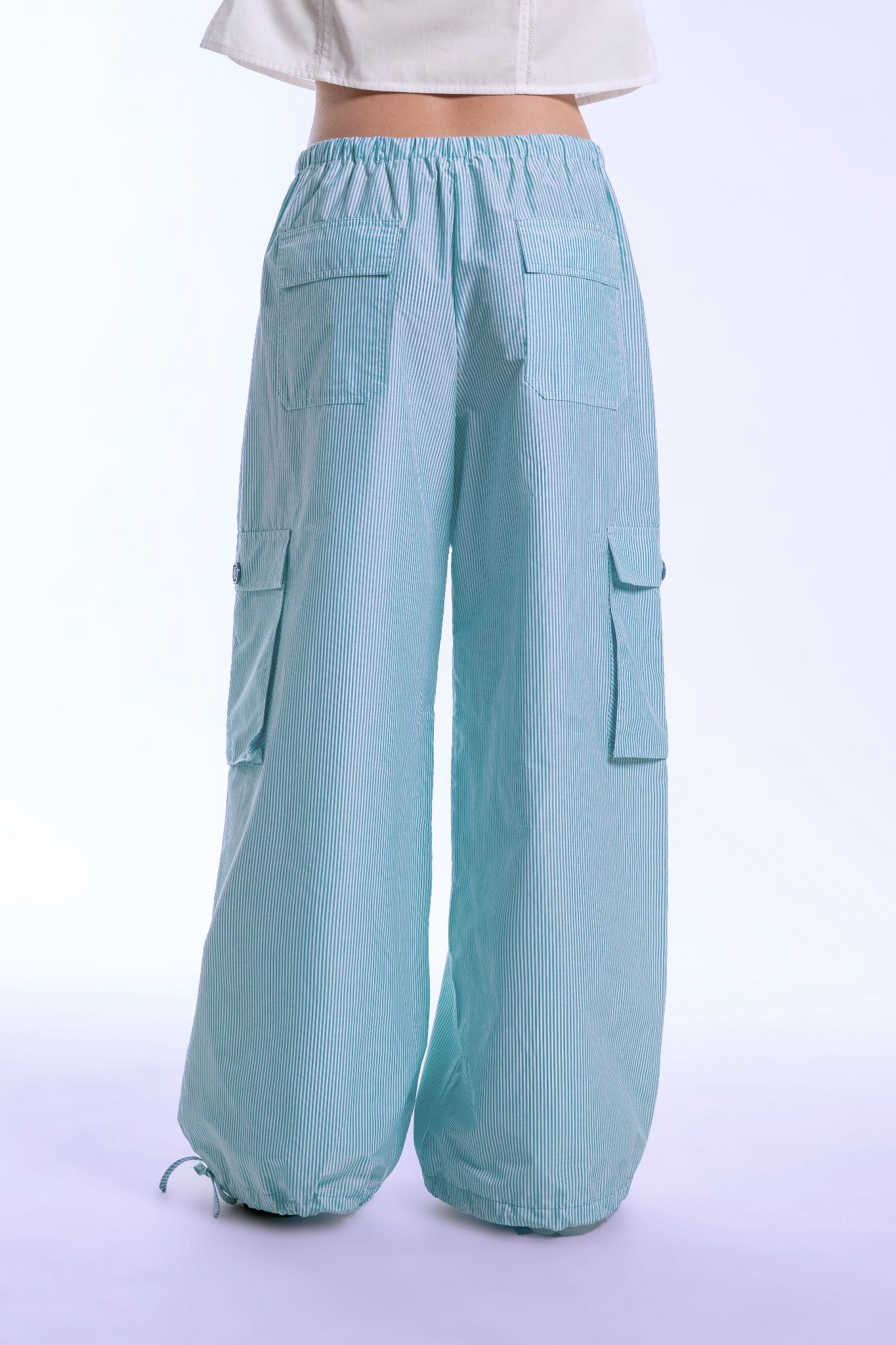Baby Blue Striped Cargo Pants