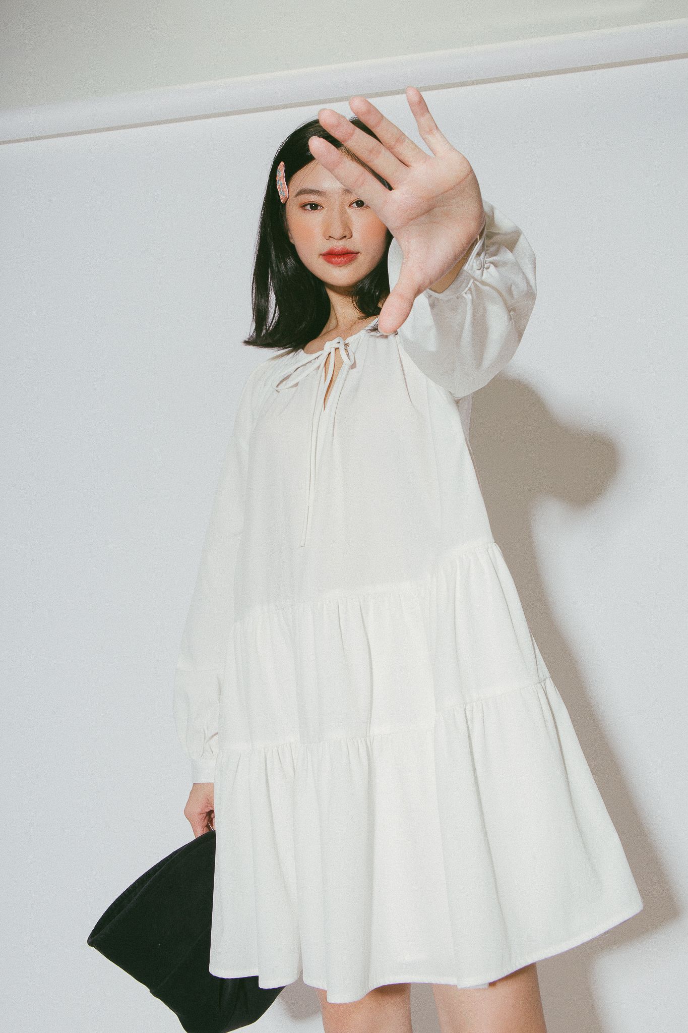 White Puff Sleeve Mini Dress