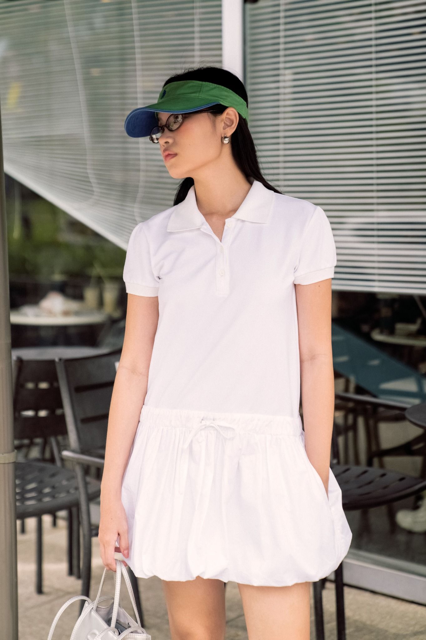 White Polo Neck Bubble Dress
