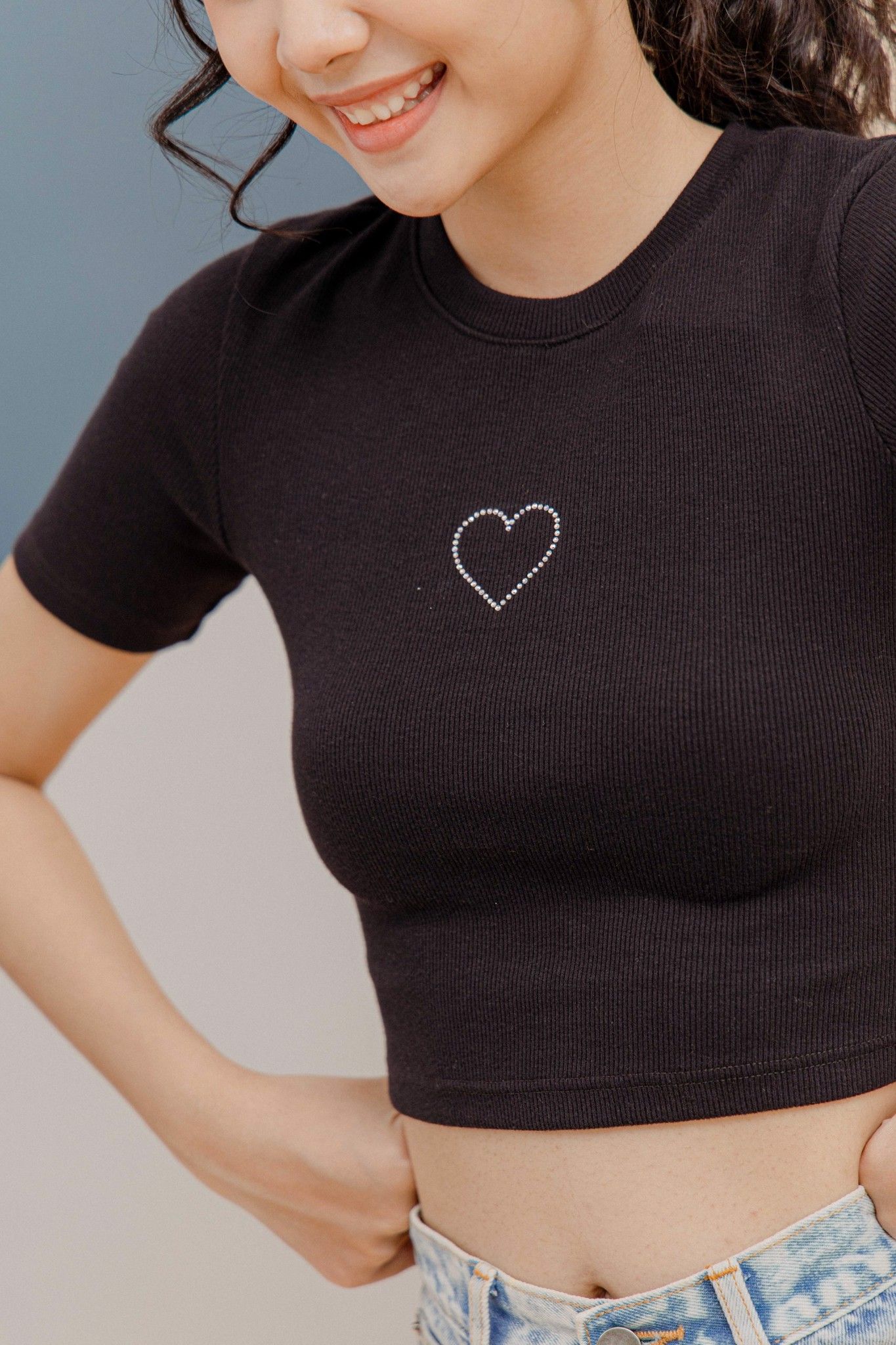 Black Cotton Crop Top