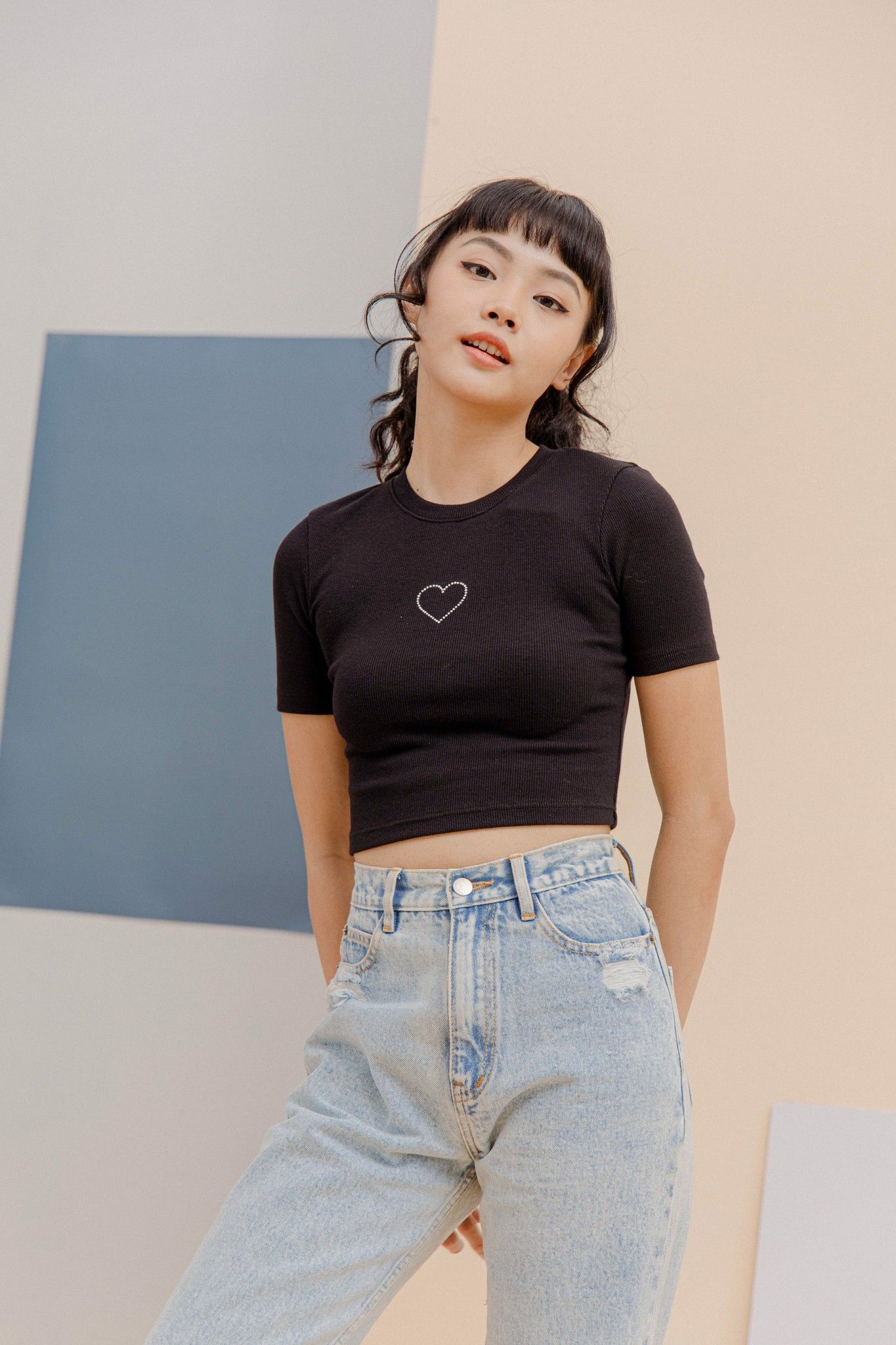 Black Cotton Crop Top