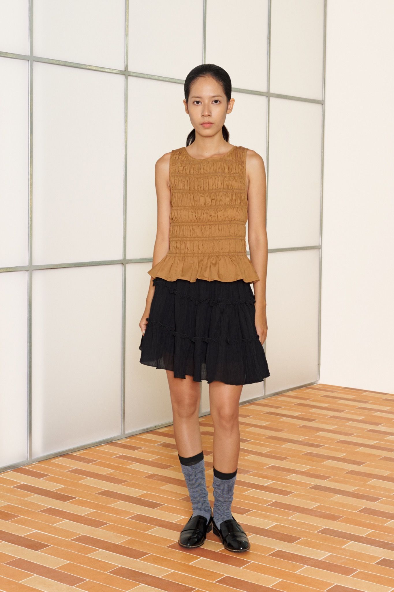 Brown Smocking Top