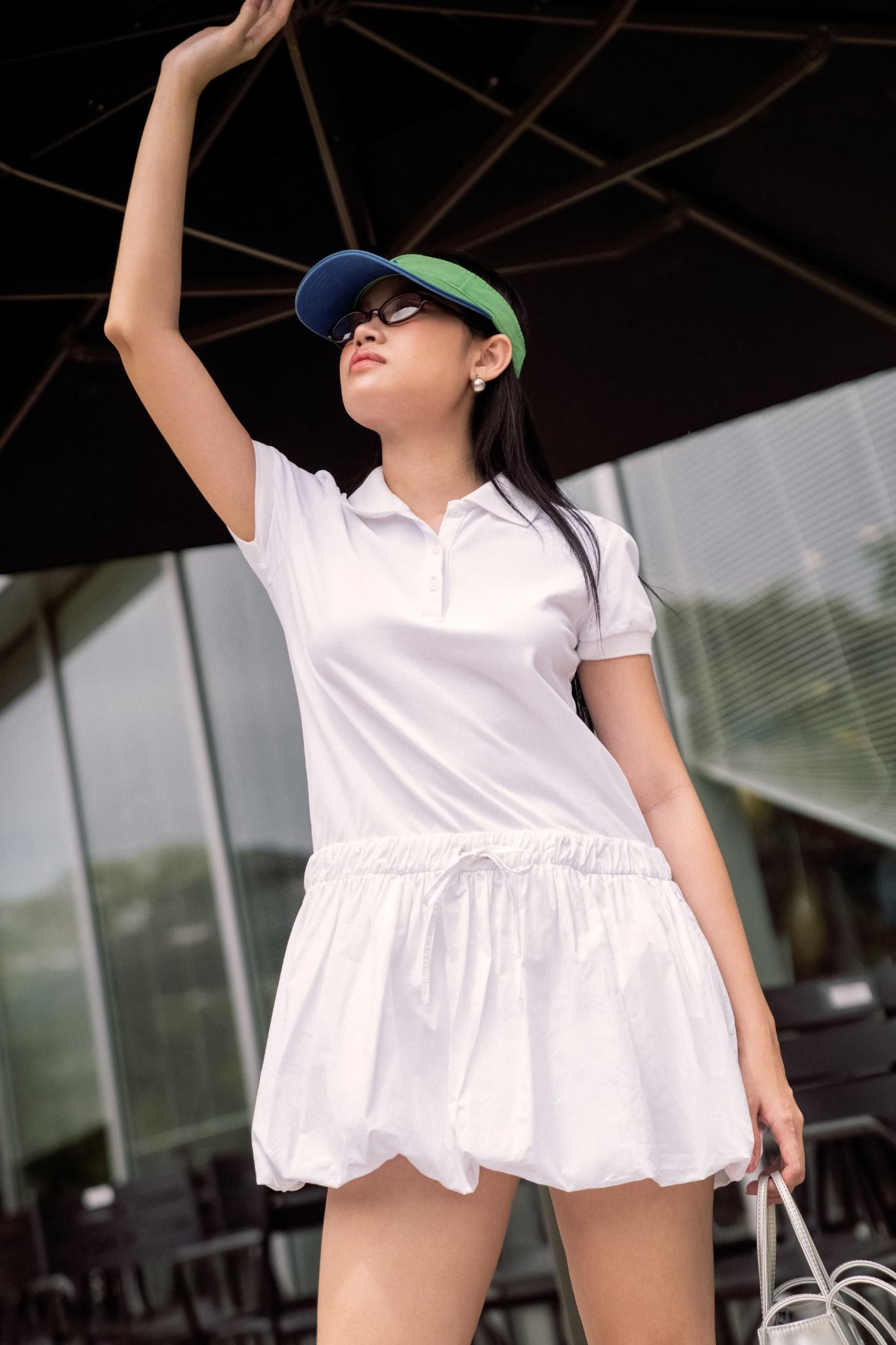 White Polo Neck Bubble Dress