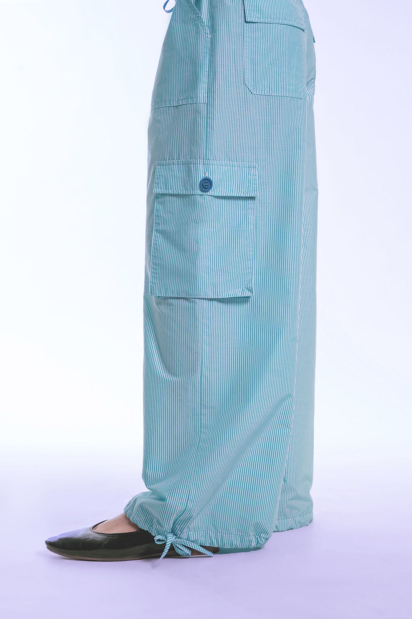 Baby Blue Striped Cargo Pants
