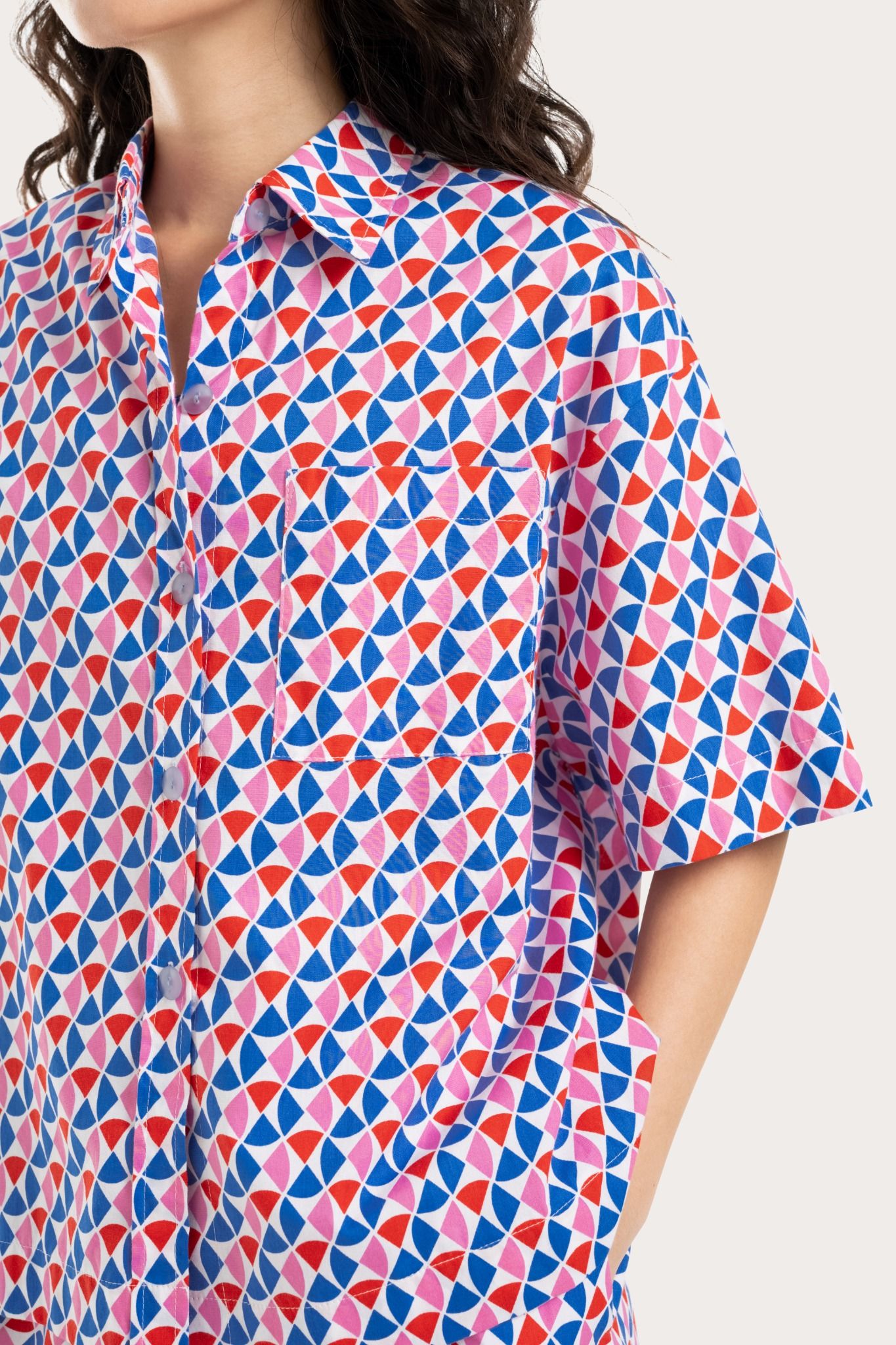  Multicolor Printed Short Sleeve Shirt 