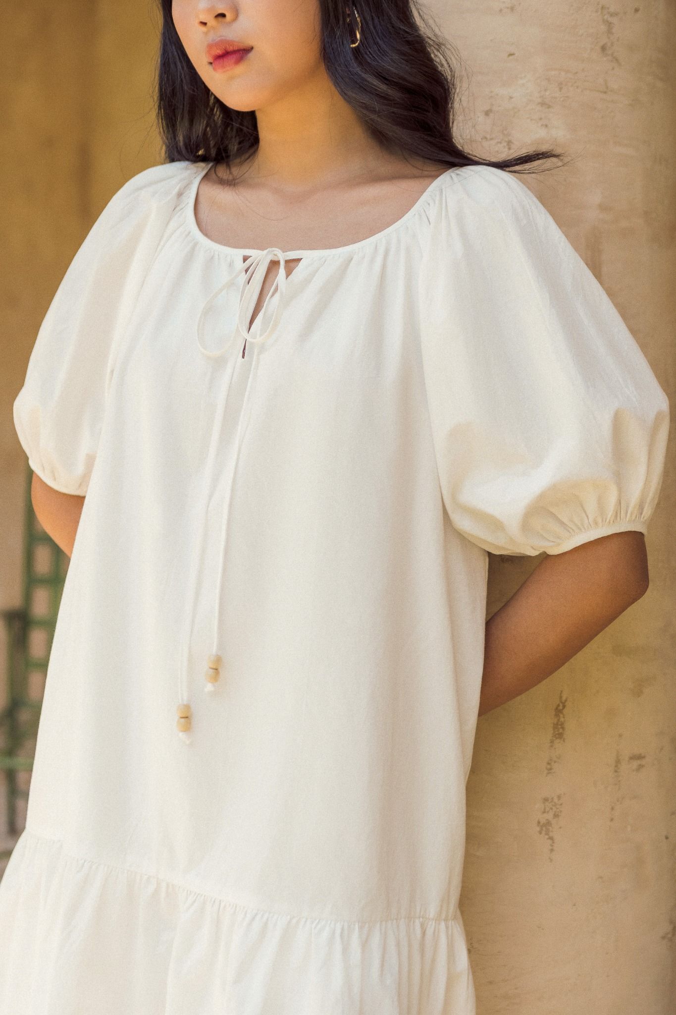 White Puff Sleeve Babydoll Dress
