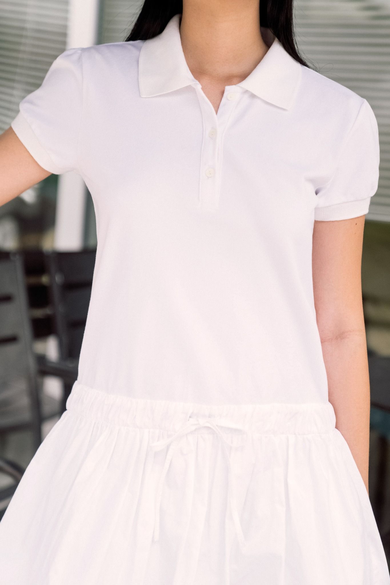 White Polo Neck Bubble Dress