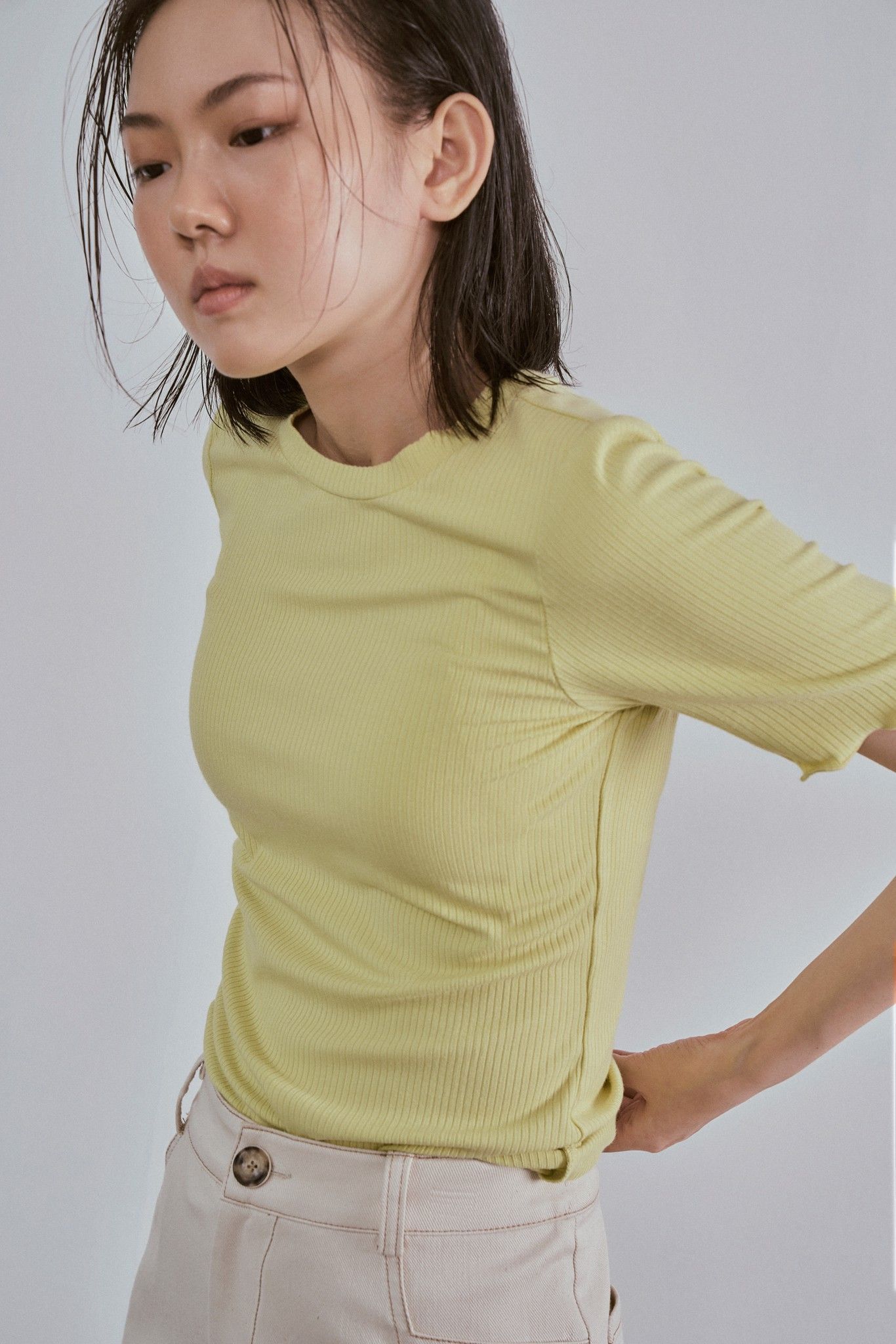 Lime Fitted Short Sleeve Top