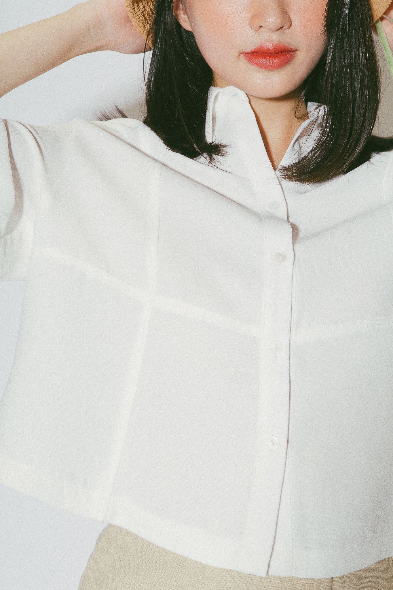 White Cropped Shirt