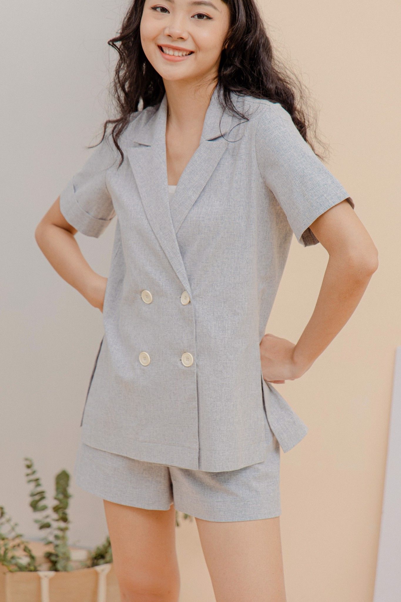 Blue Short Sleeve Blazer