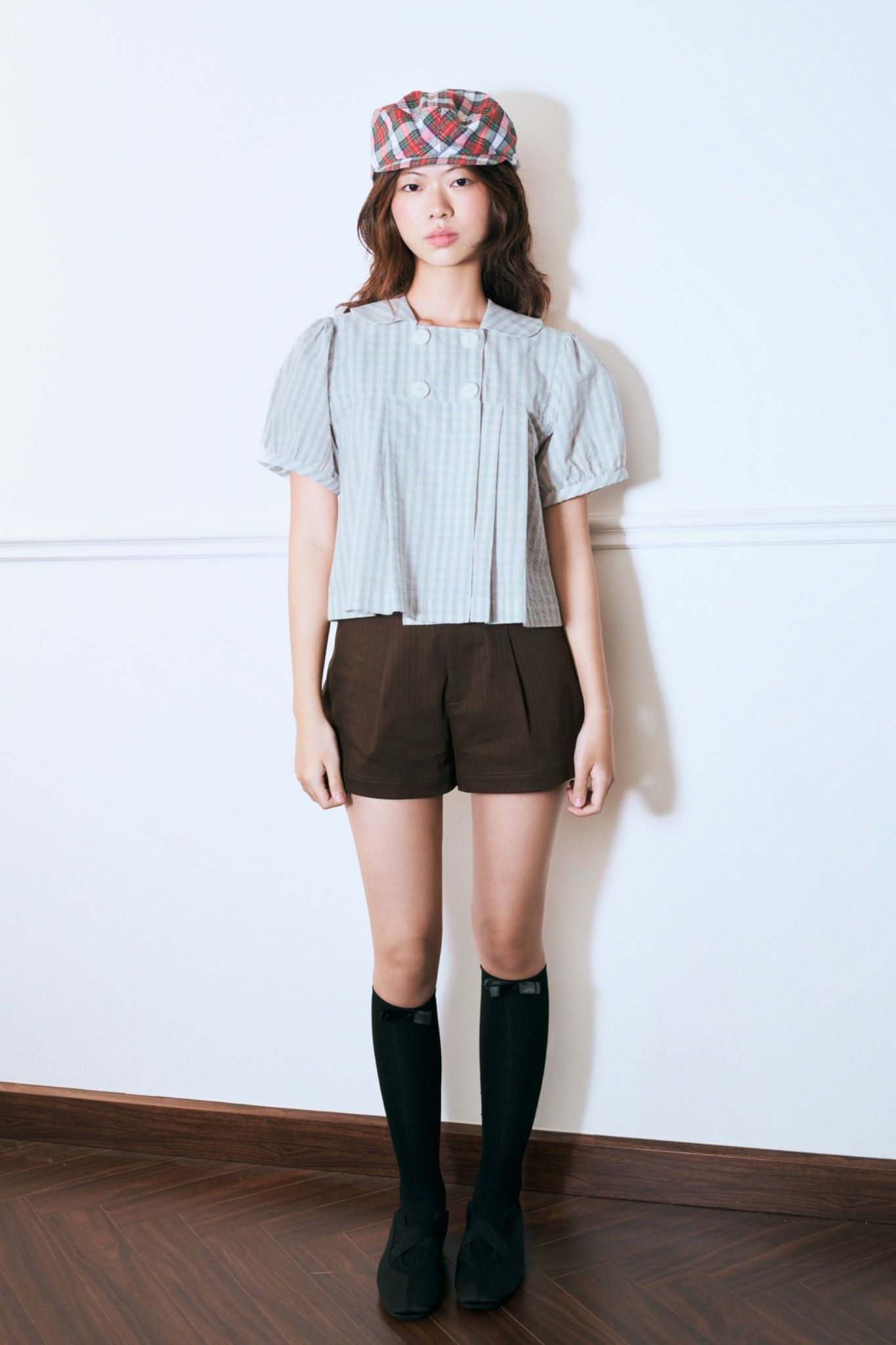 Gingham Babydoll Top