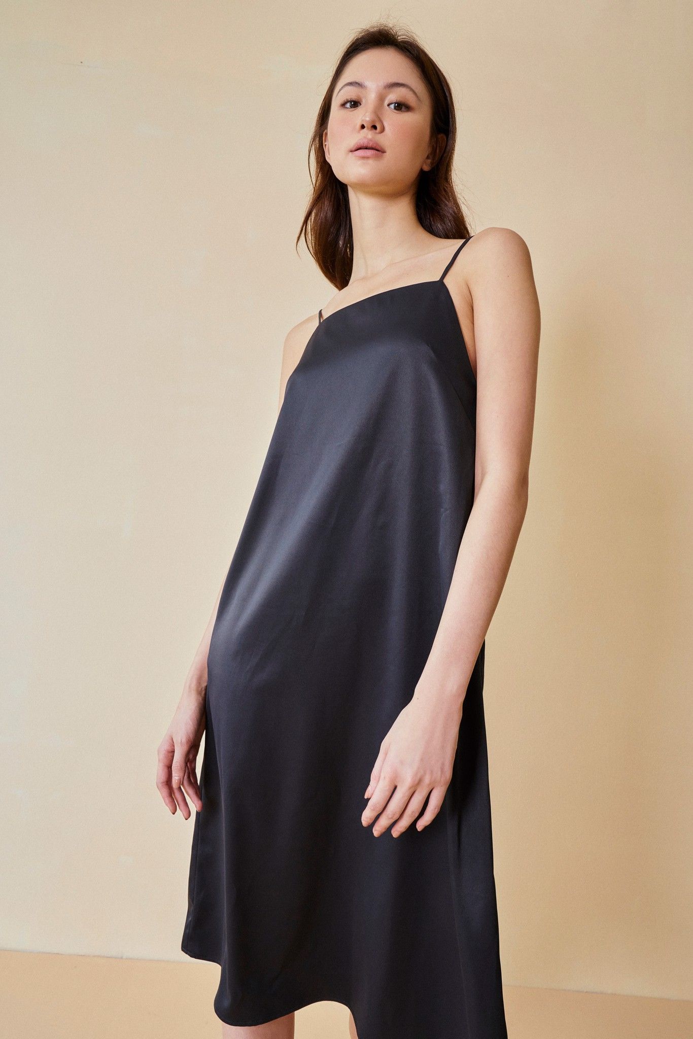 Black Ruched Midi Dress