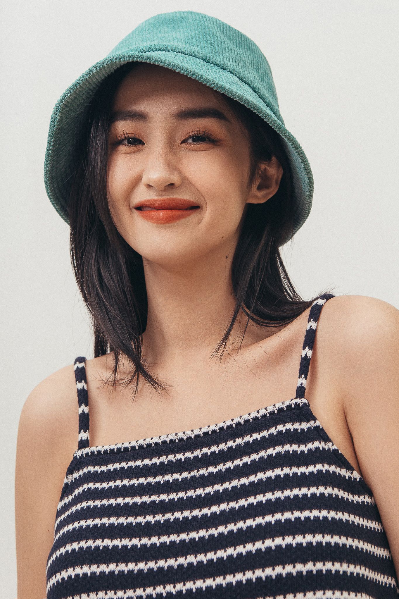 Striped Ruffle Hem Camisole - Navy