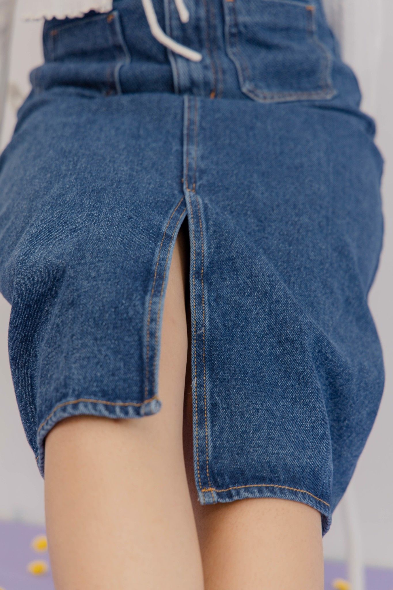 Denim Midi Skirt- Navy