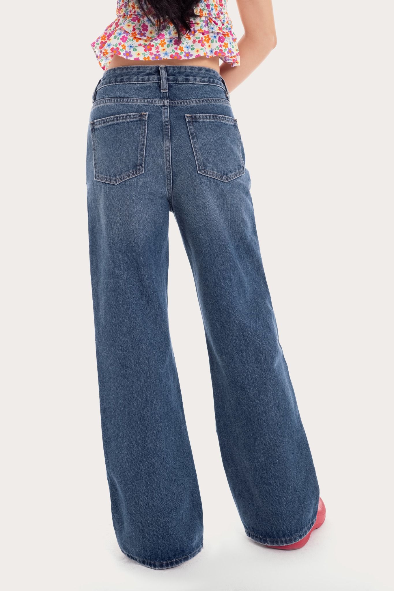  Medium Blue Wash Hight Waist Flared Jeans 