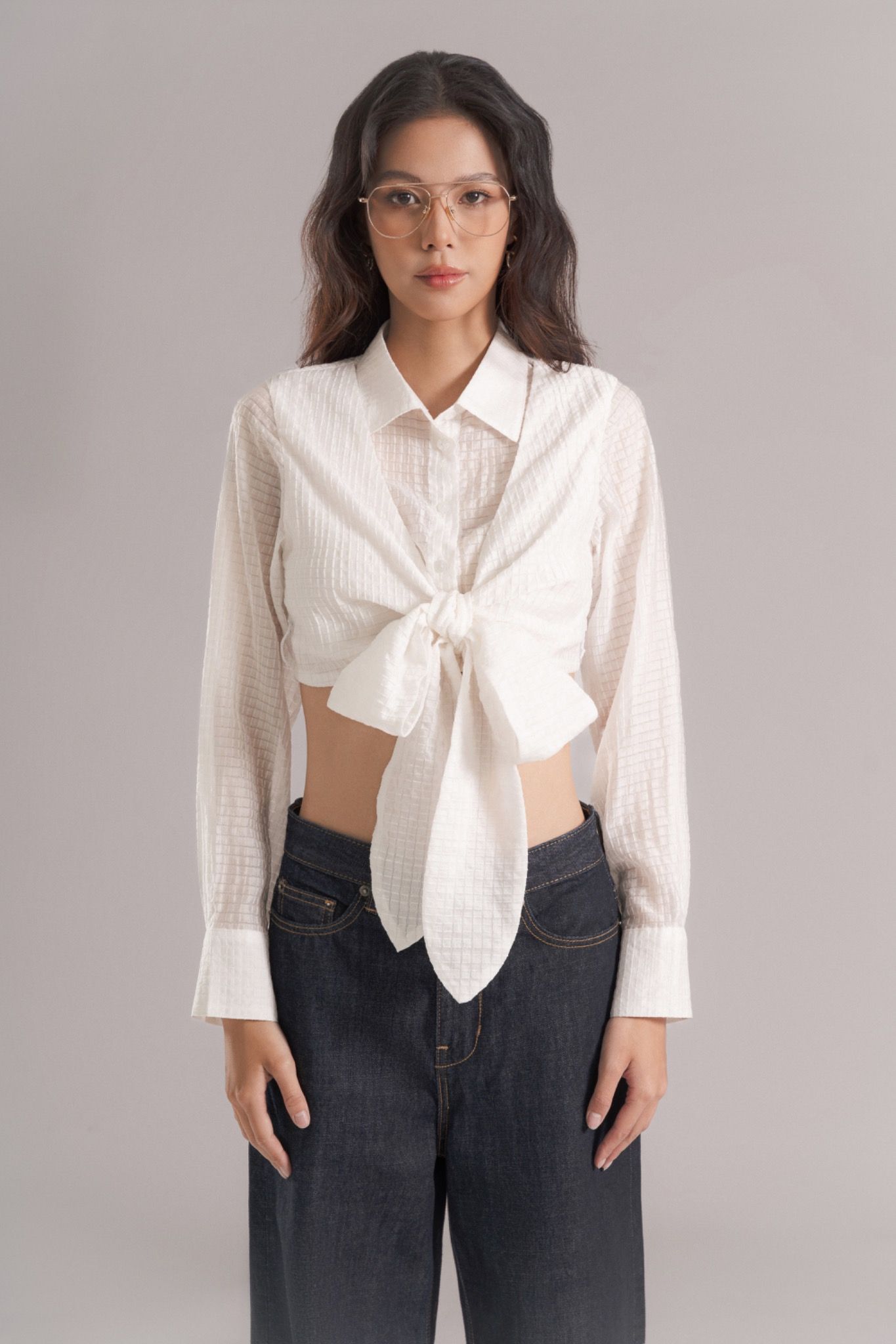 Bow Tie Crop Shirt
