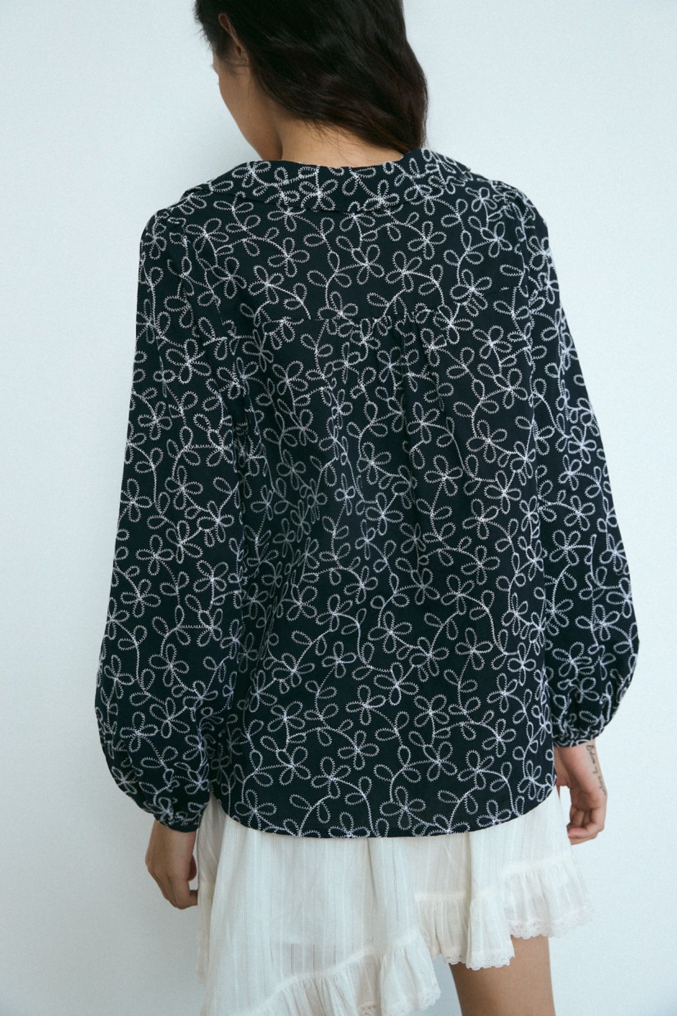 Navy Embroidered Top