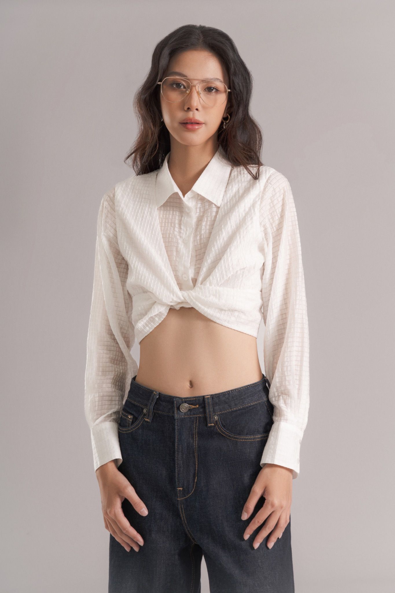 Bow Tie Crop Shirt