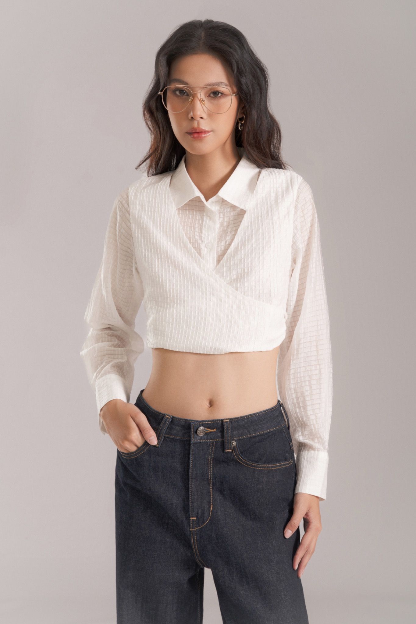 Bow Tie Crop Shirt