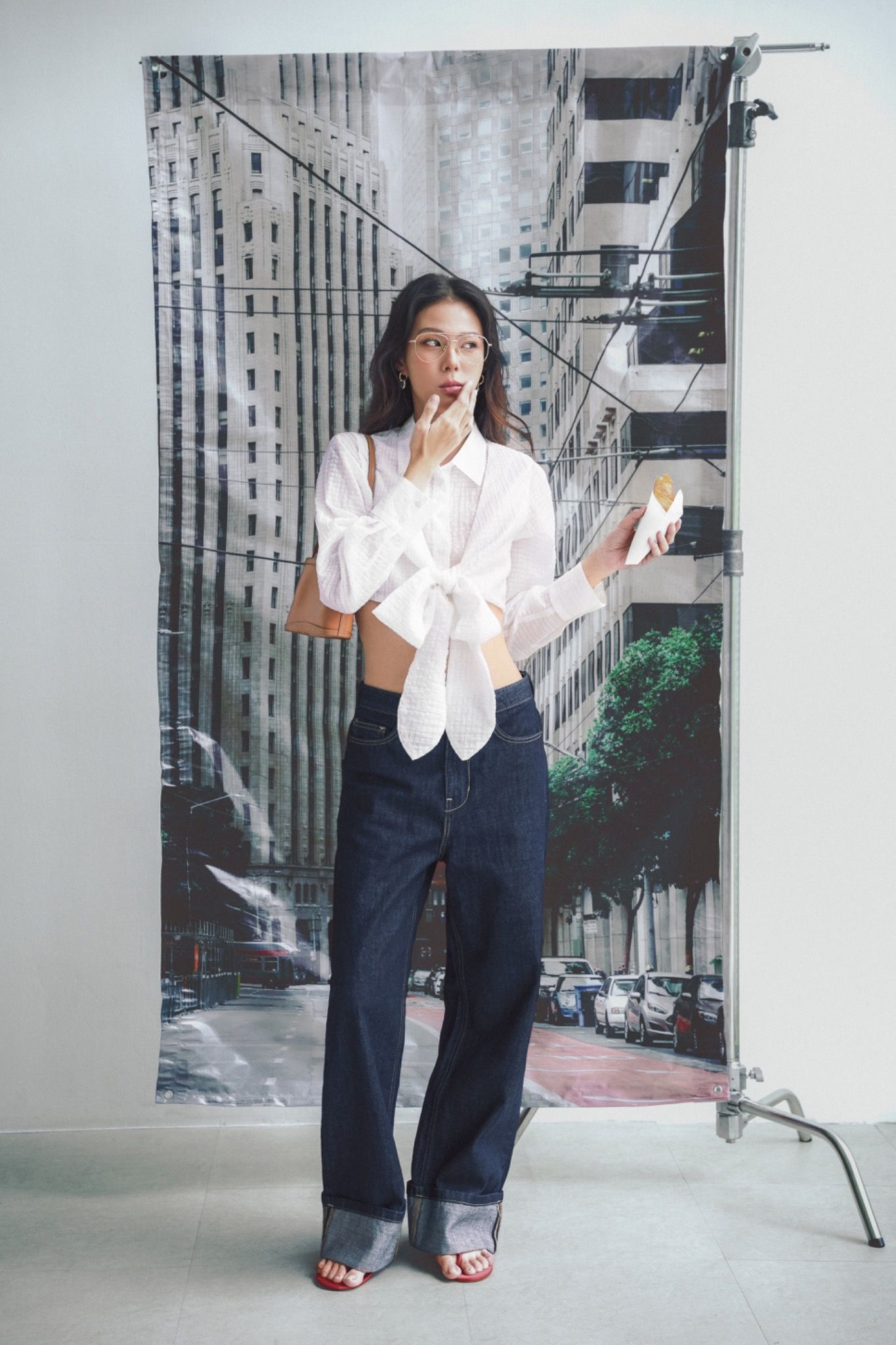 Bow Tie Crop Shirt