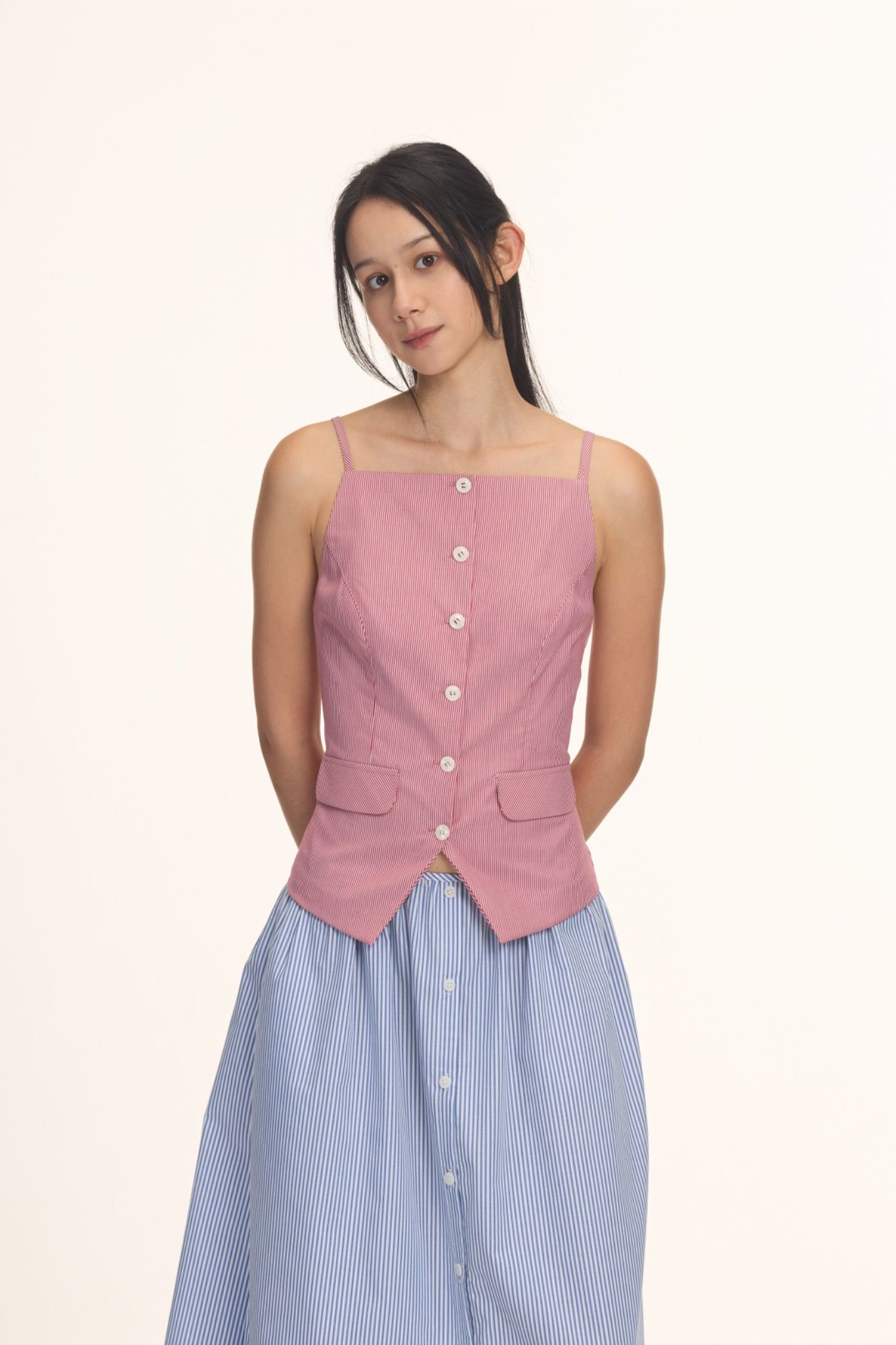 Red Striped Gilet Top