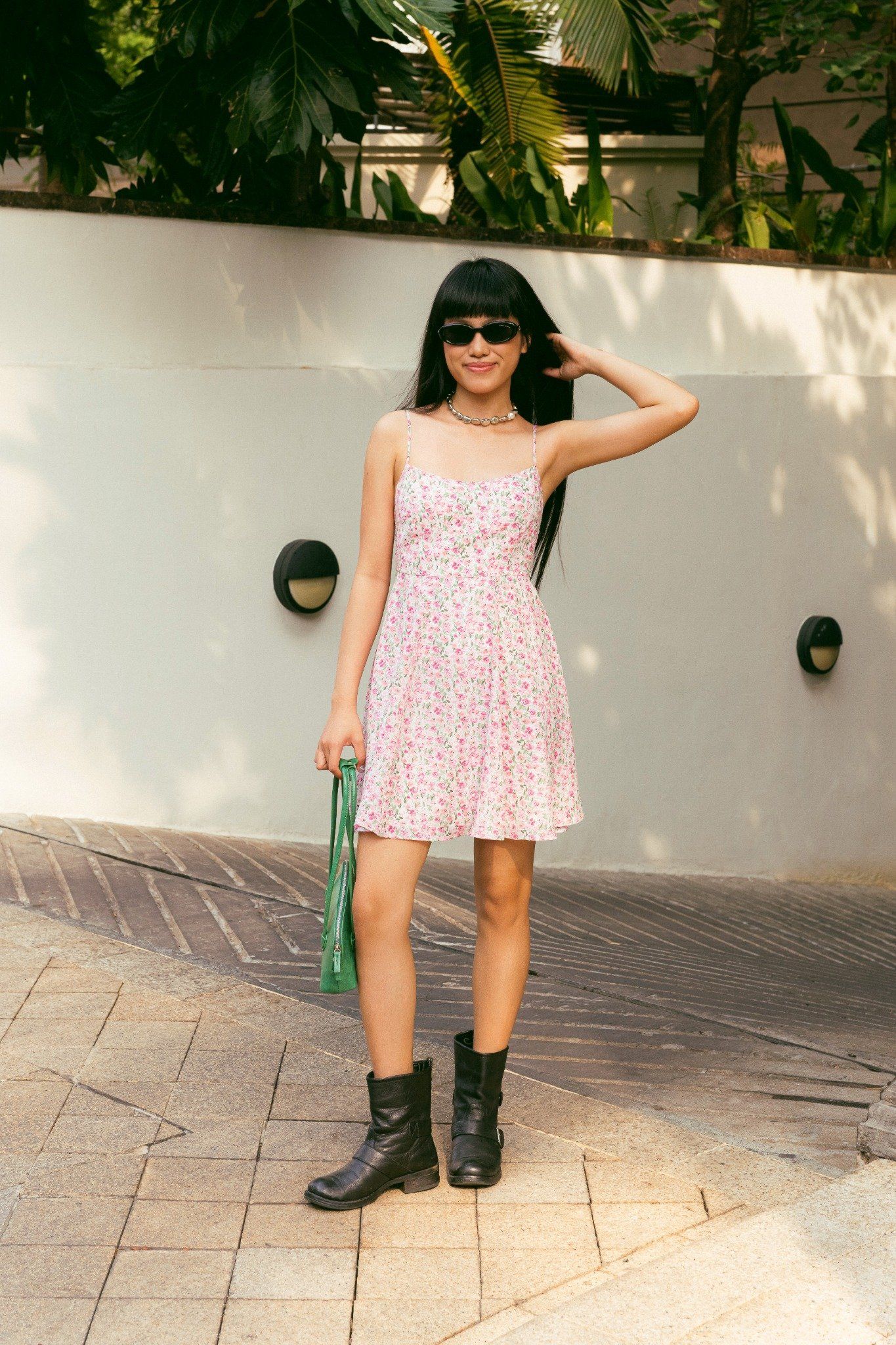  Tiny Floral Strappy Mini Dress 