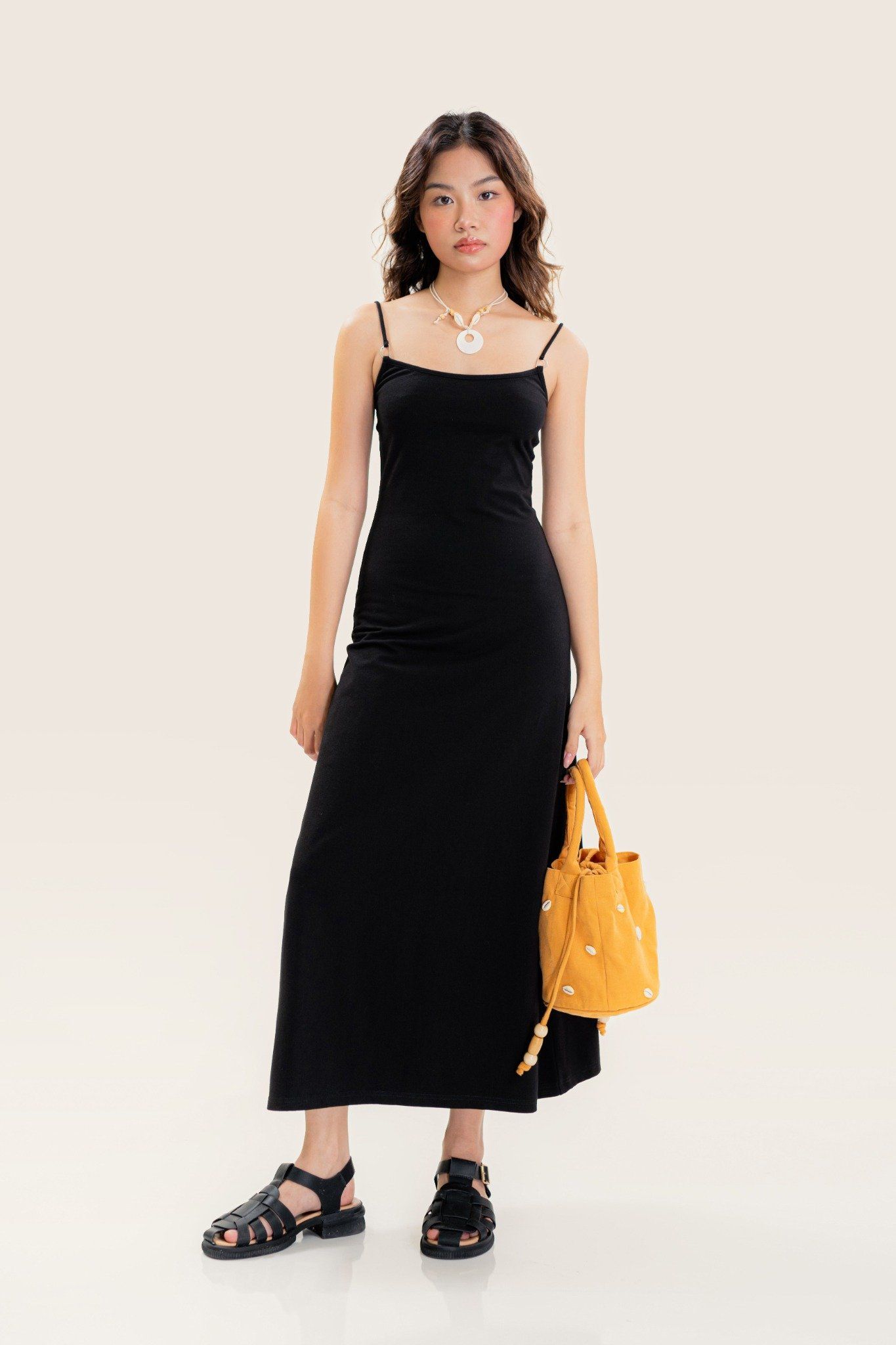 Black D-Ring Straps Maxi Dress