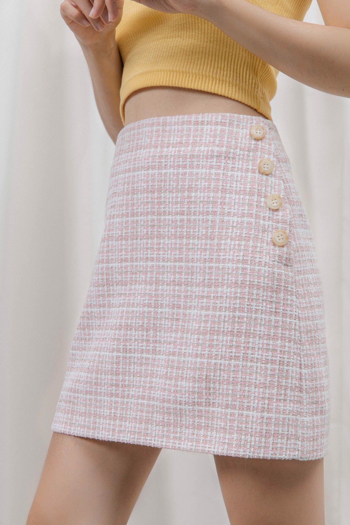 Pink Tweed Mini Skirt
