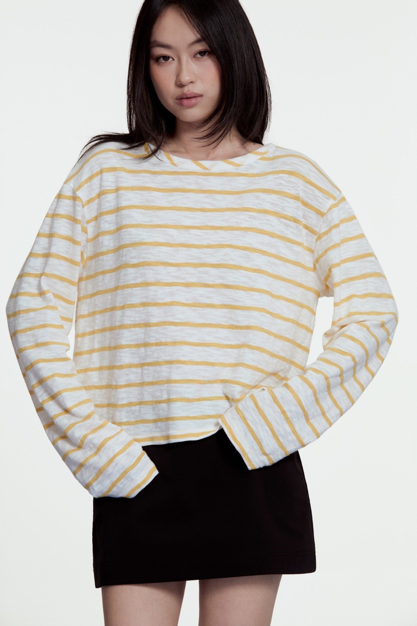 Striped Long Sleeve T-shirt - Yellow