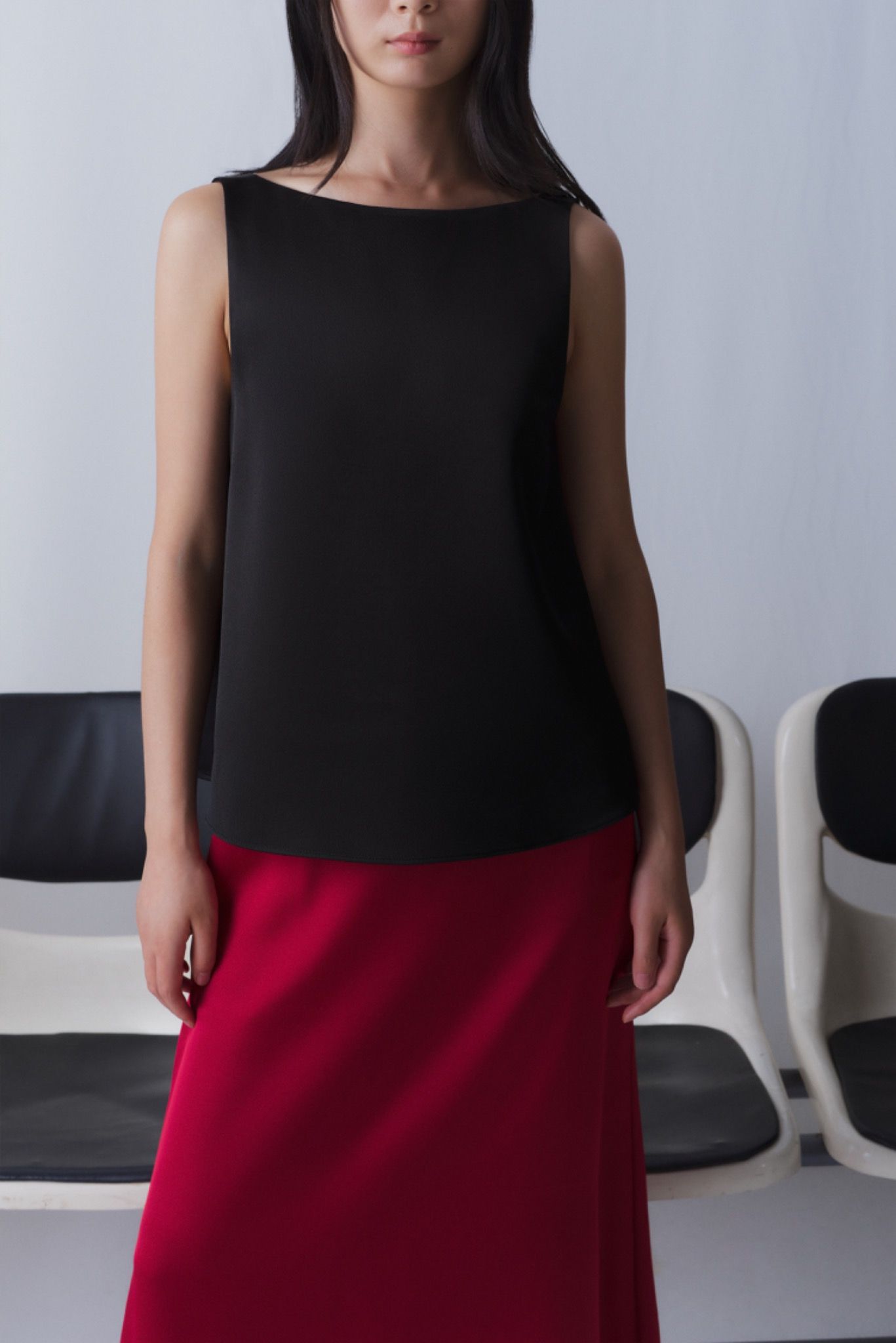 Black Twist Silky Top