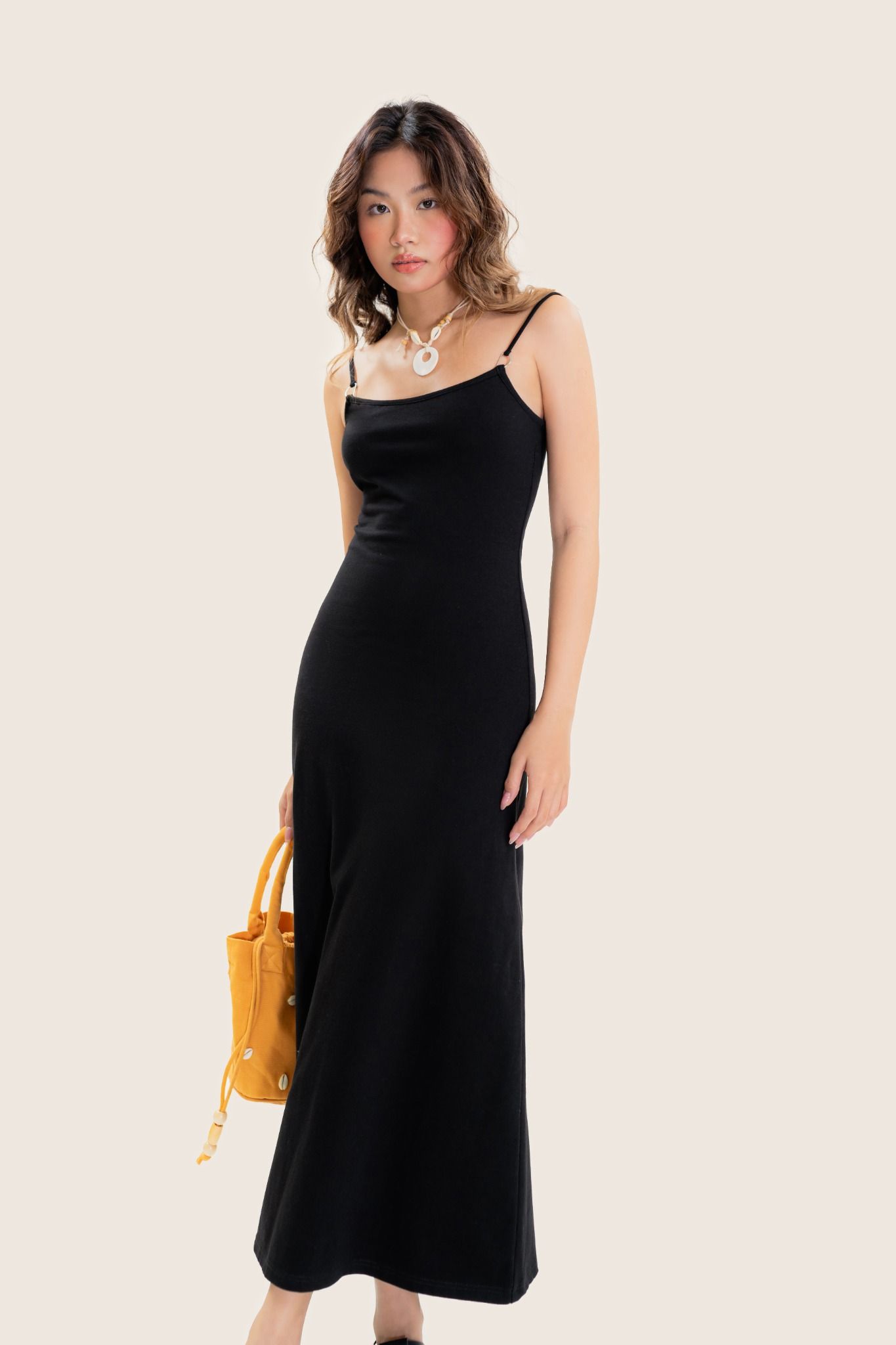 Black D-Ring Straps Maxi Dress