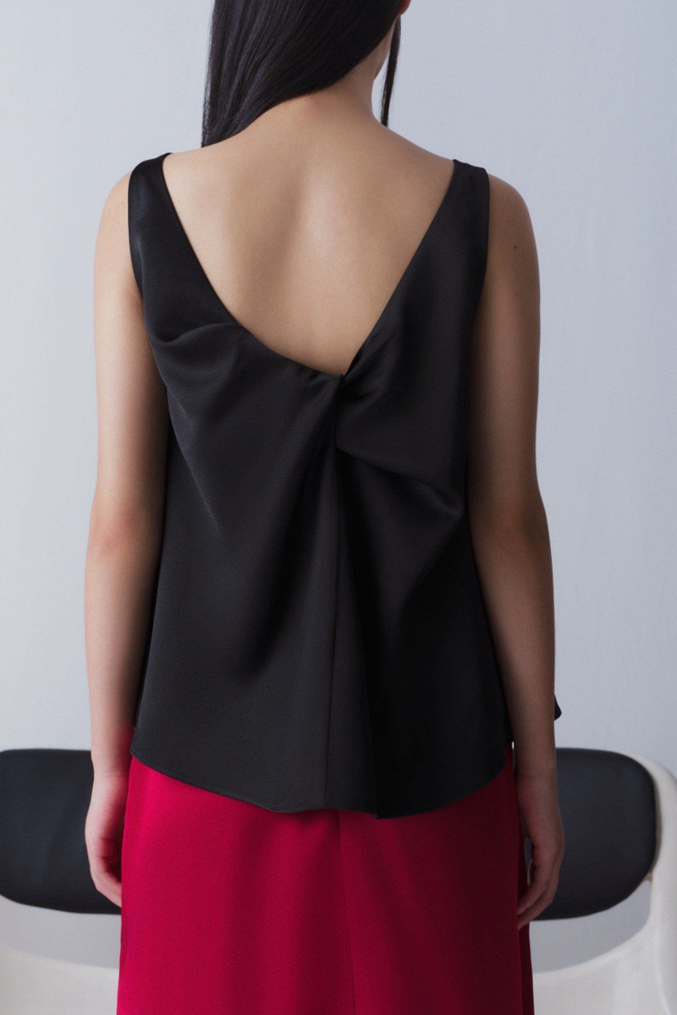 Black Twist Silky Top