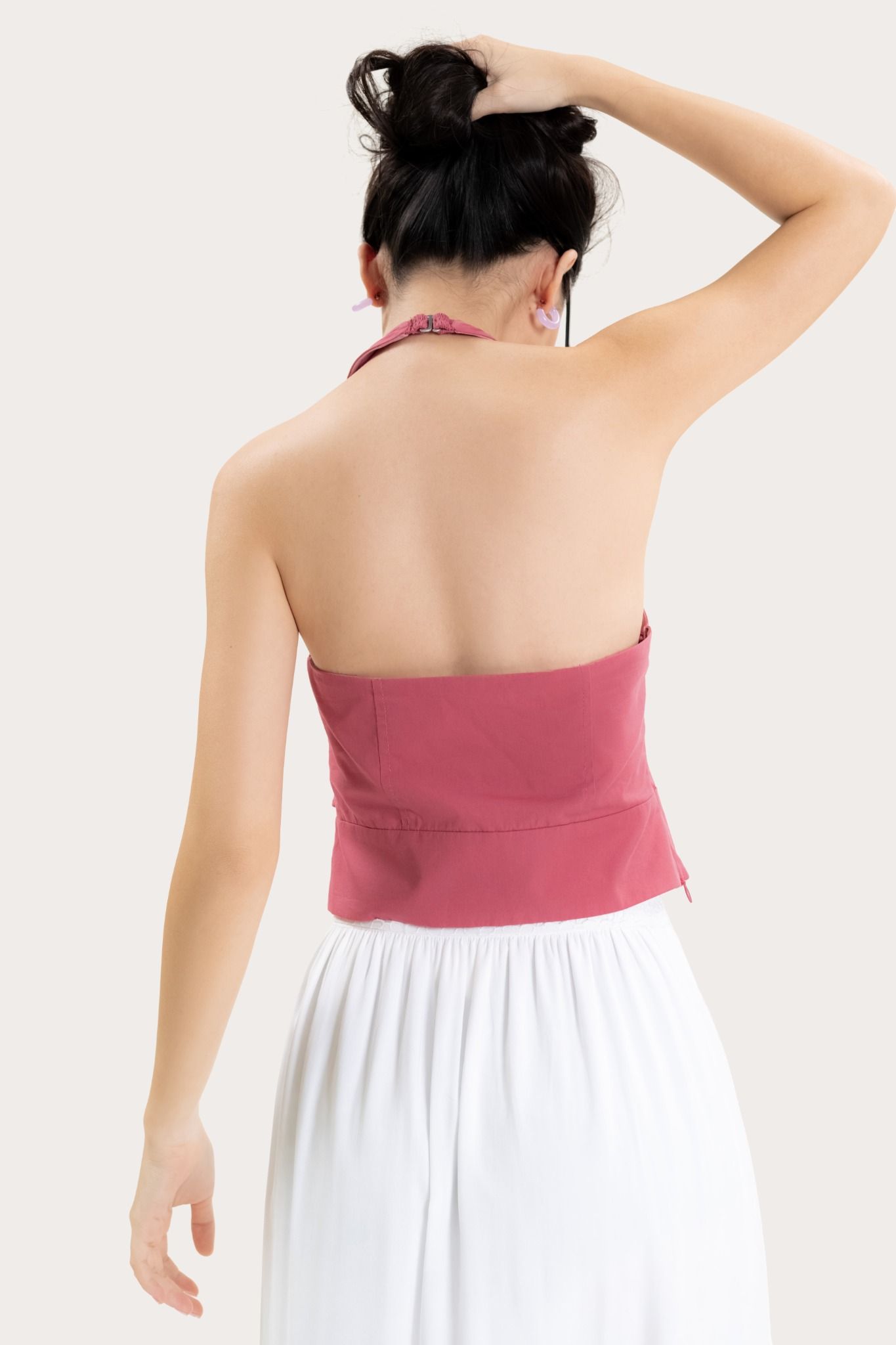Pink Ruffle Halter Neck Top