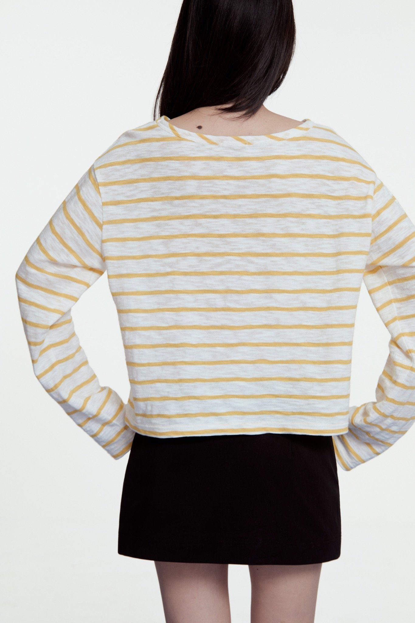 Striped Long Sleeve T-shirt - Yellow