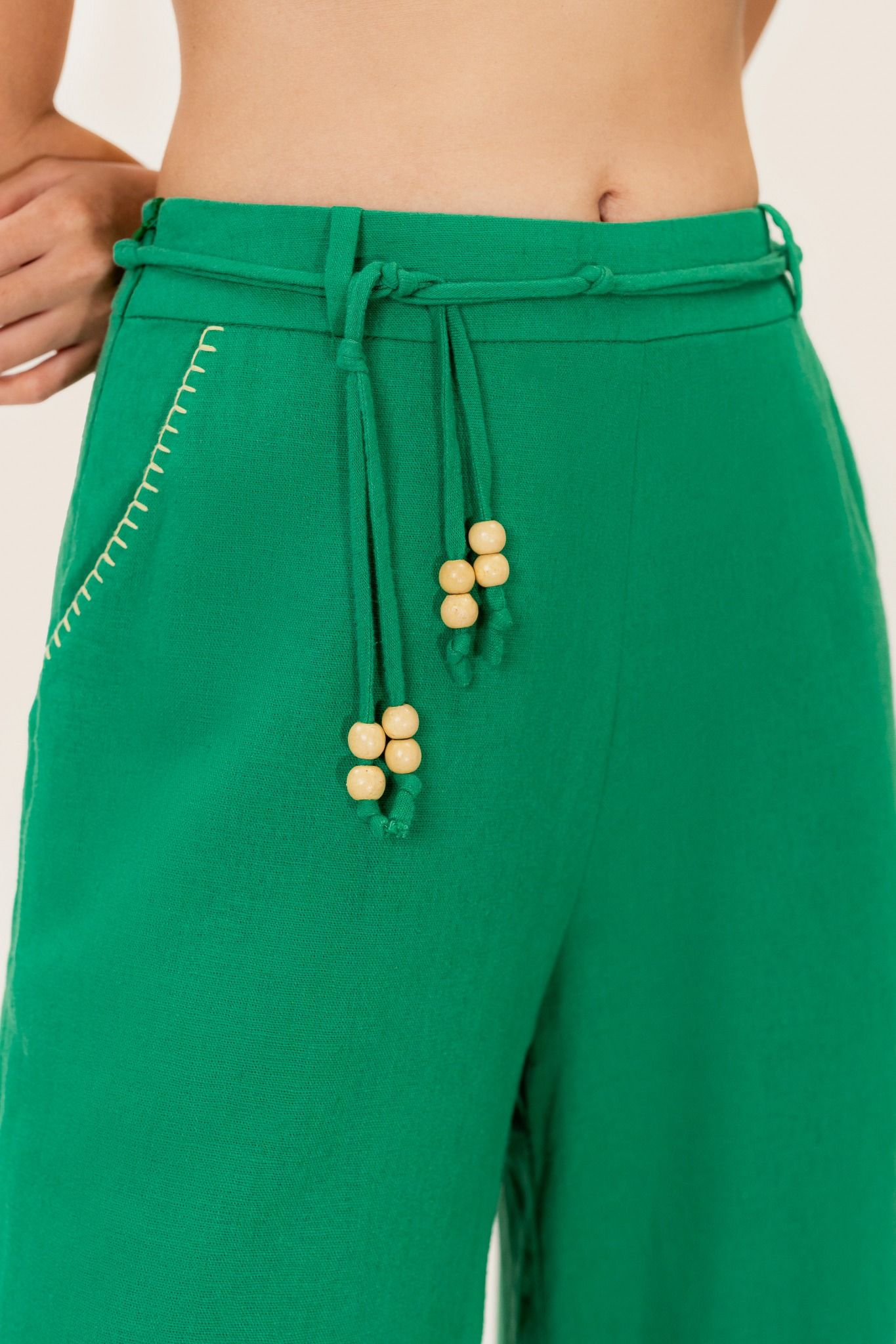 Evergreen Straight Leg Linen Trousers