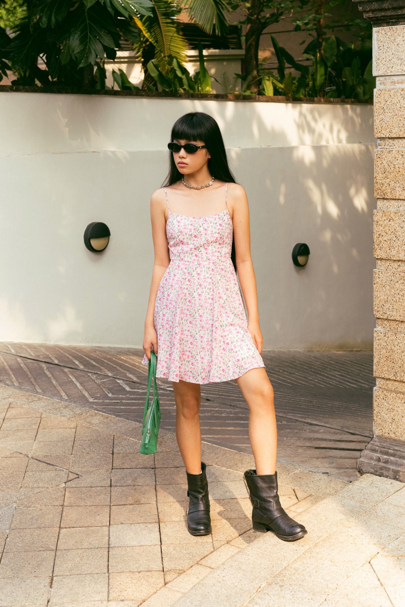 Tiny Floral Strappy Mini Dress