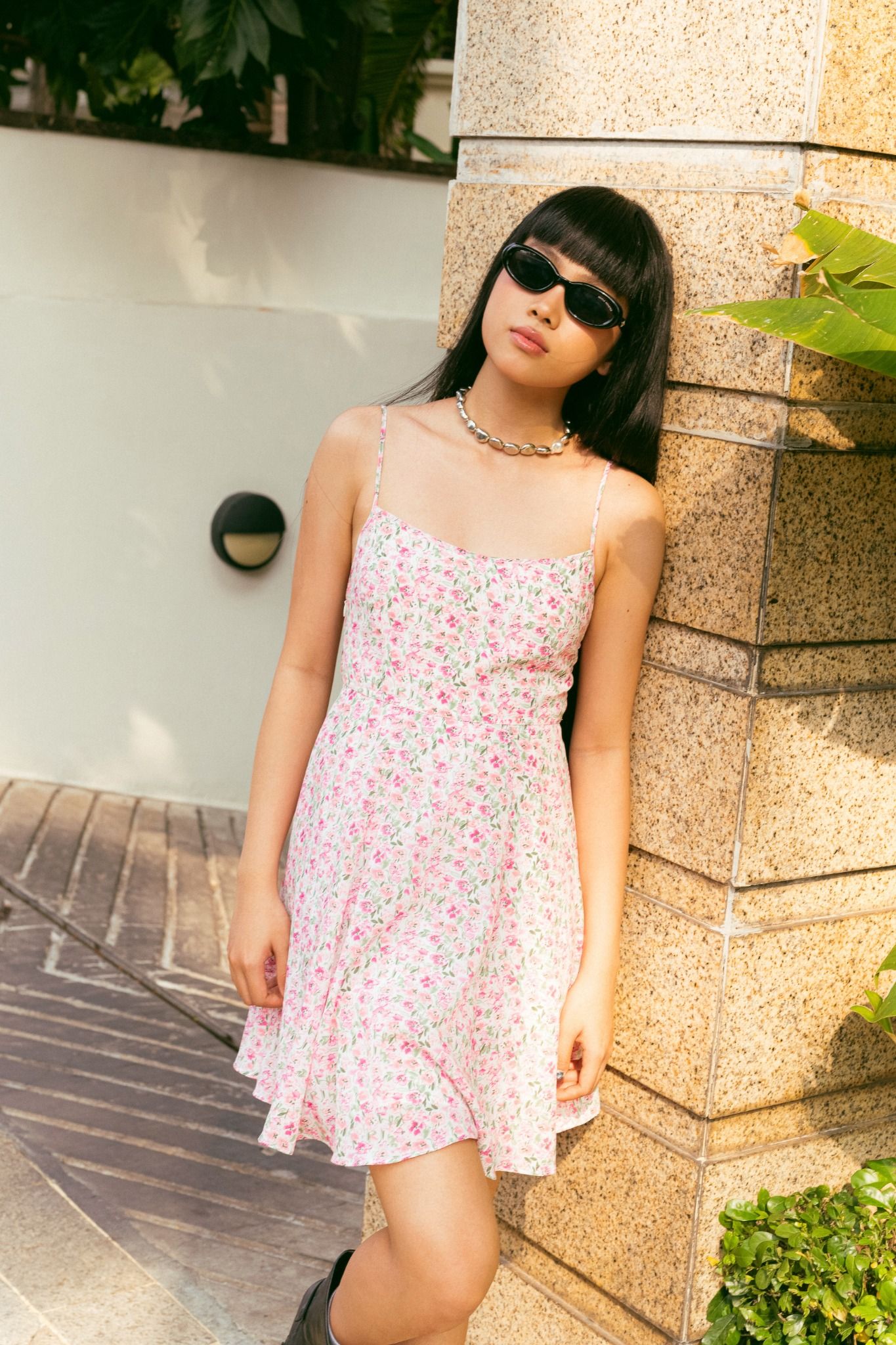 Tiny Floral Strappy Mini Dress