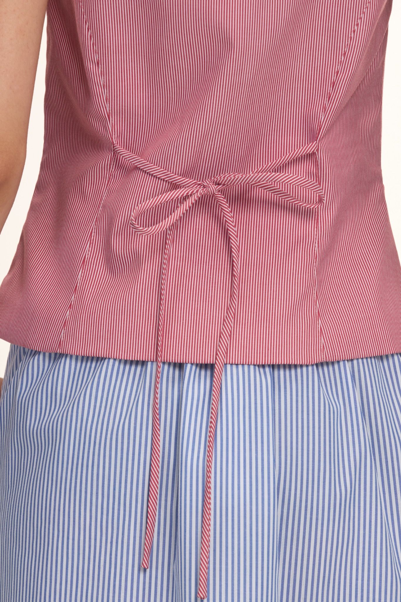 Red Striped Gilet Top