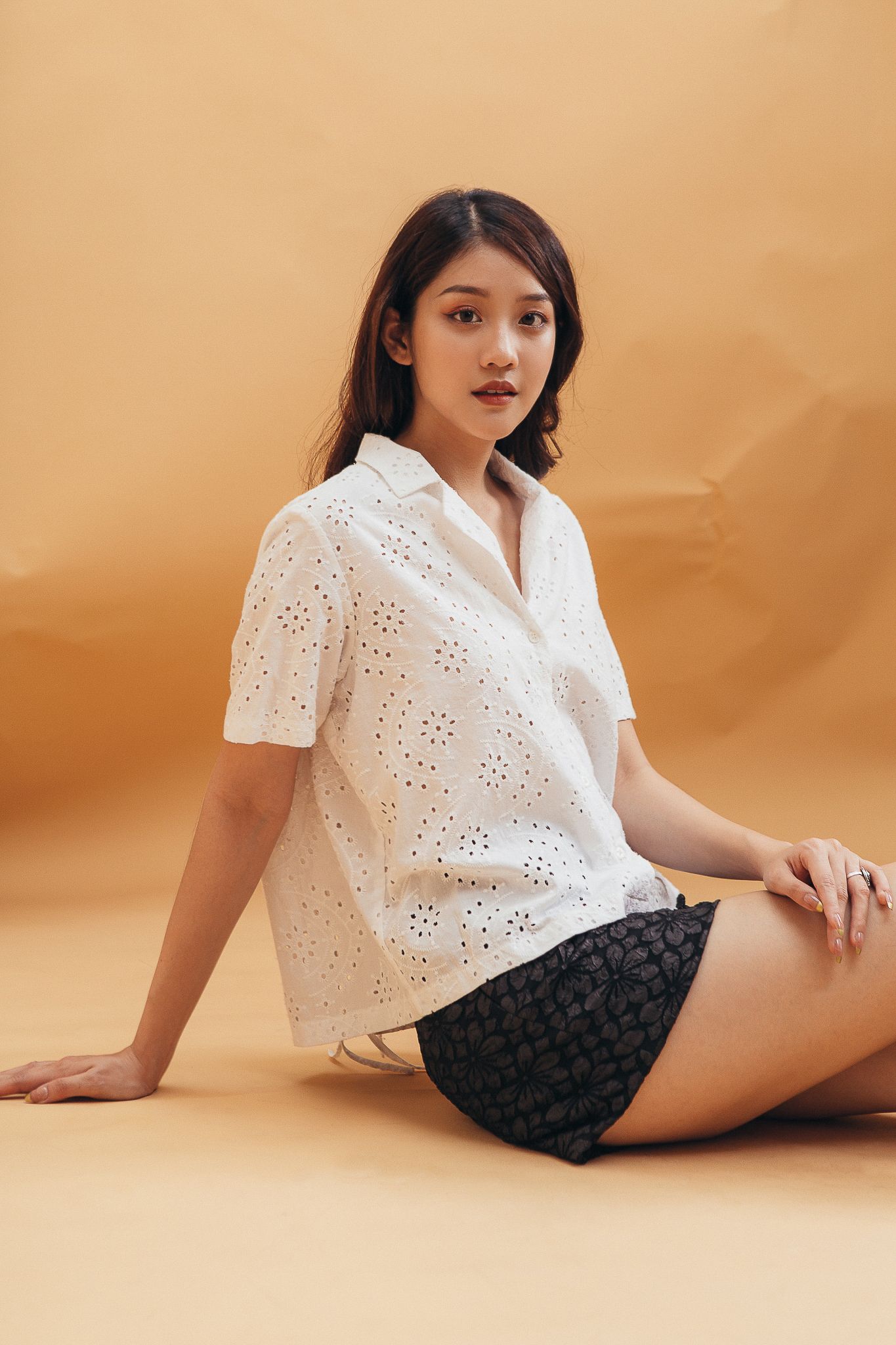 White Tie Back Embroidered Shirt