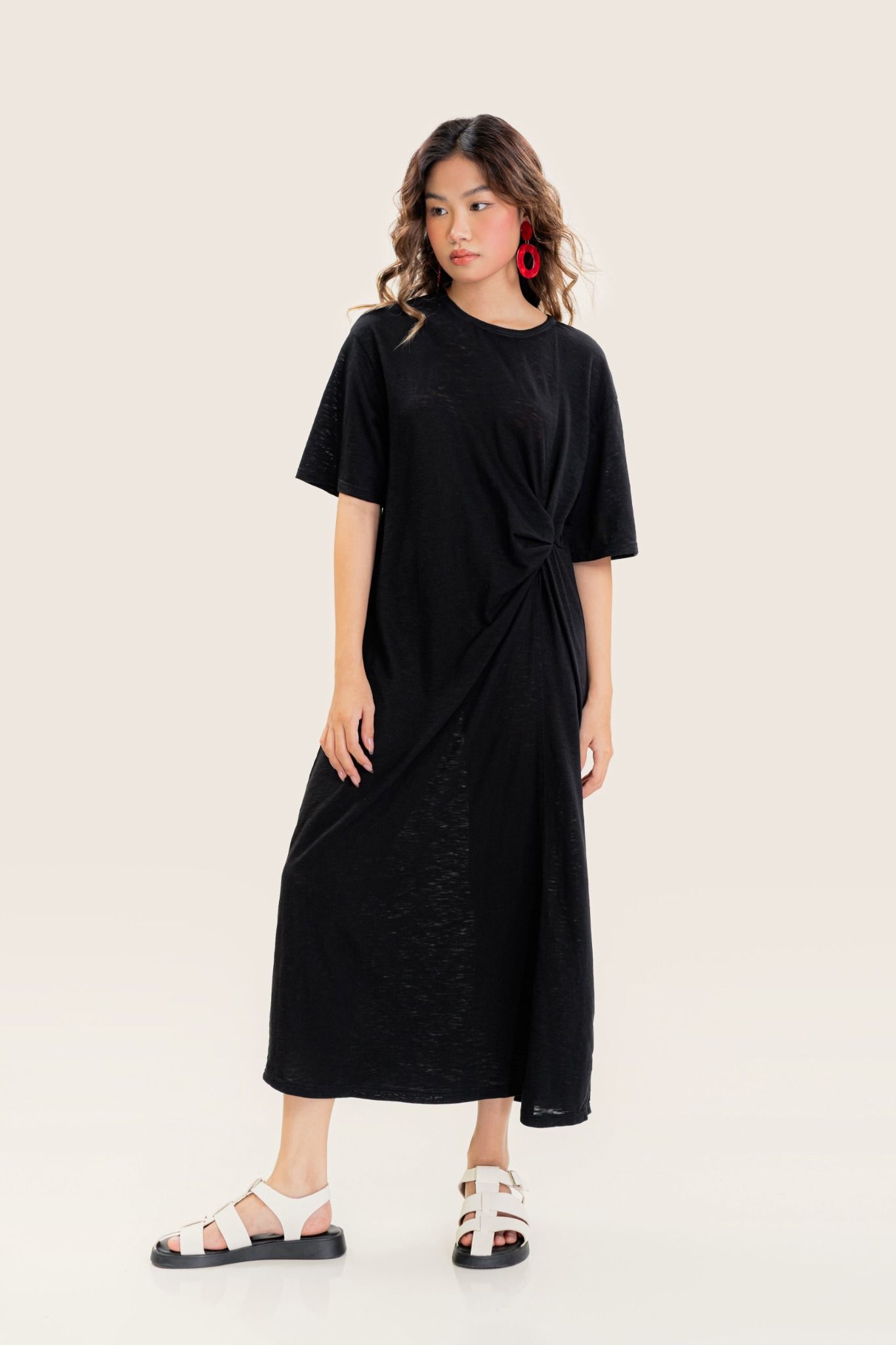 Black Modern Twist Midi Dress