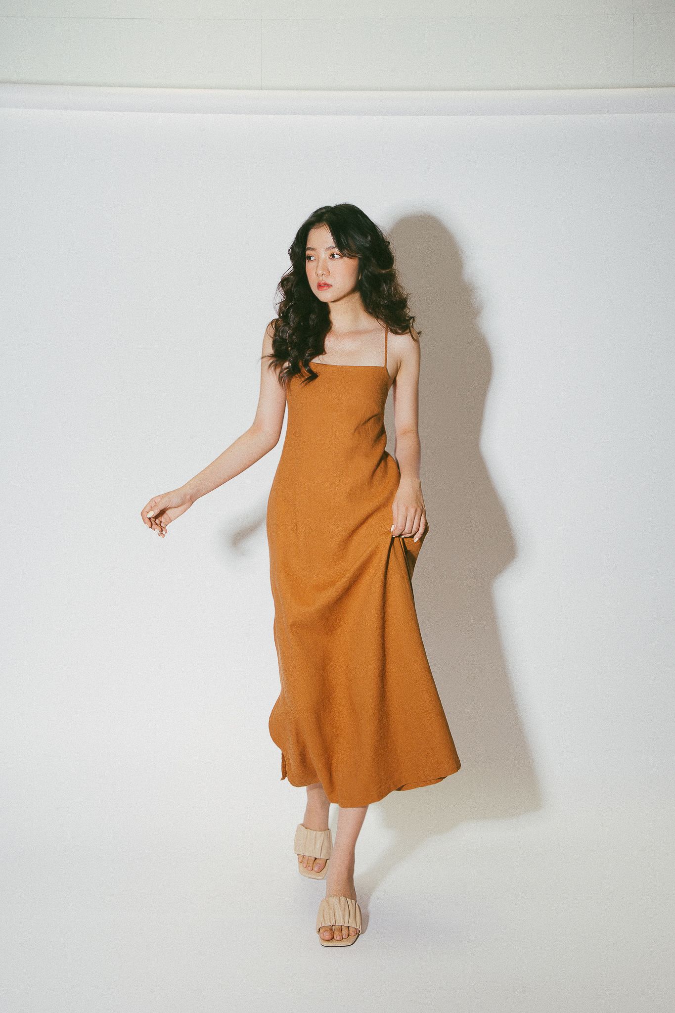 Orange Slit - Side Midi Dress