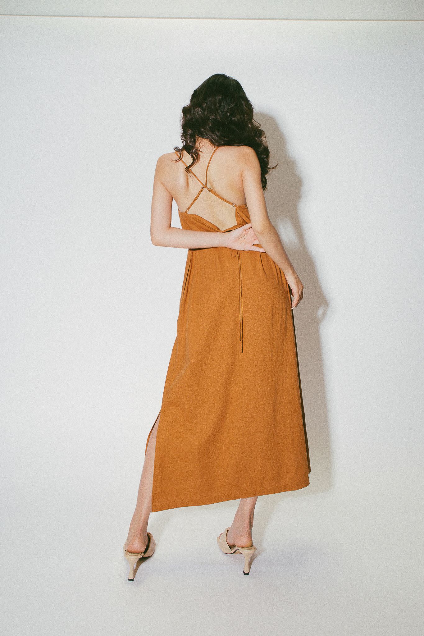 Orange Slit - Side Midi Dress