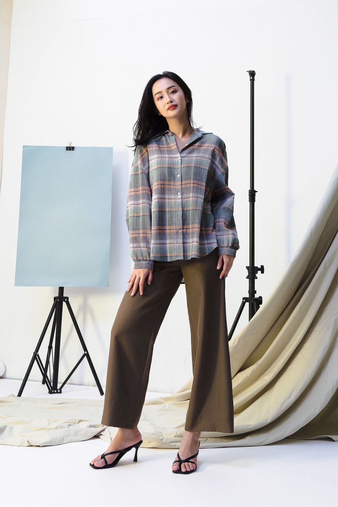 Check Oversized Shirt - Green