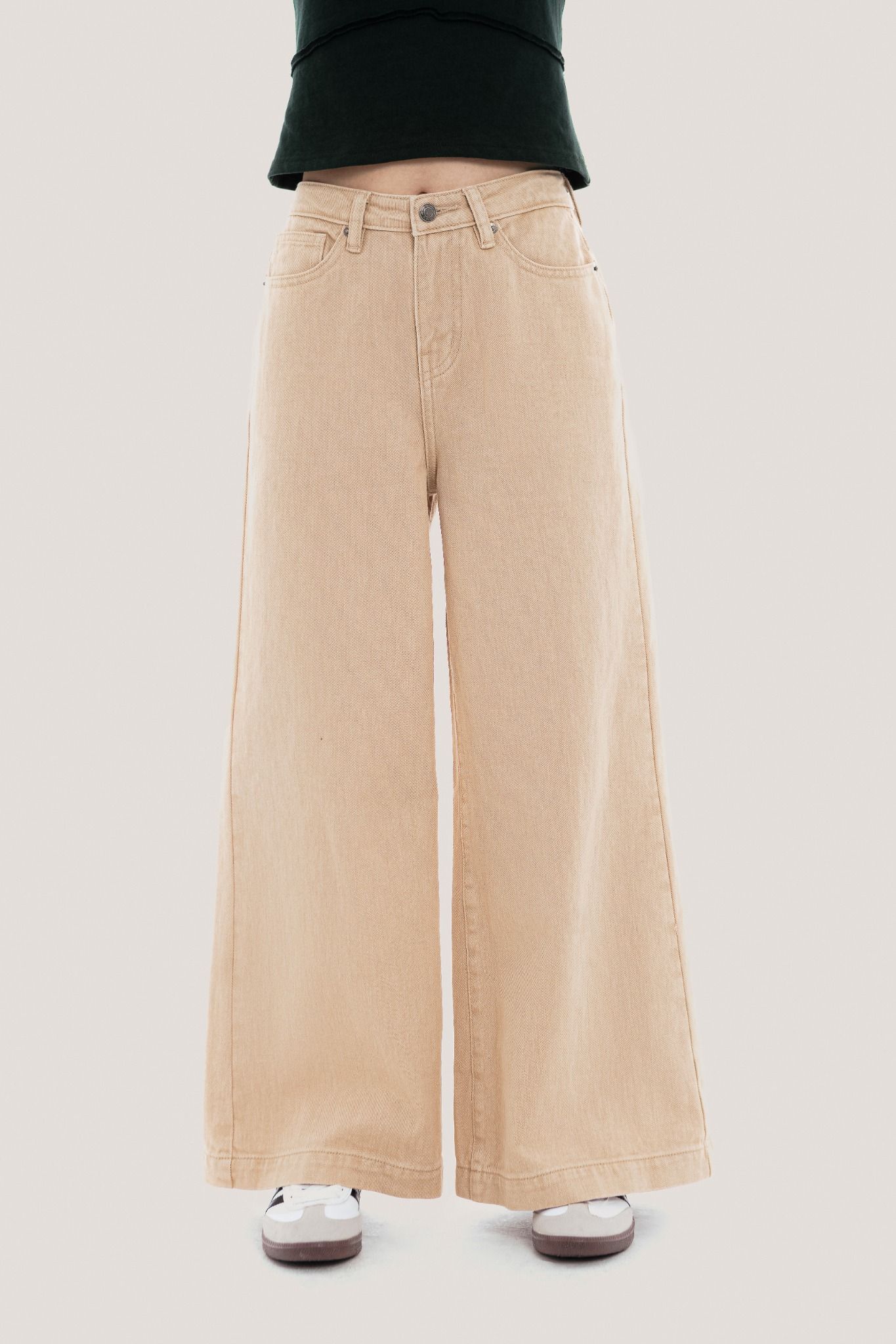 Beige Wide Leg Jeans