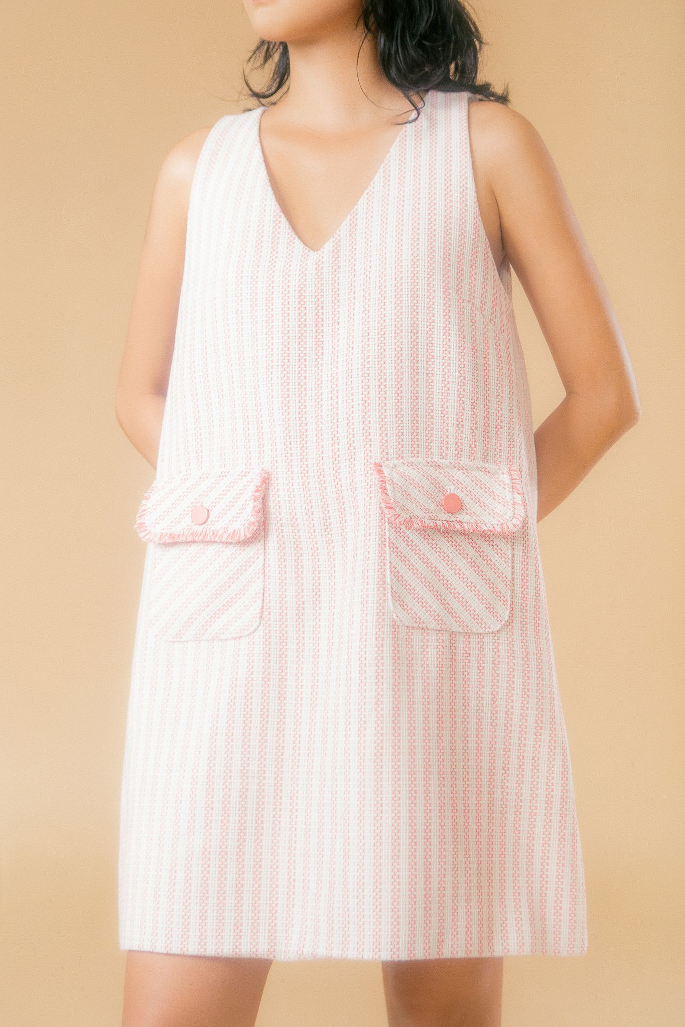  Pink Peppermint Tweed Mini Dress 