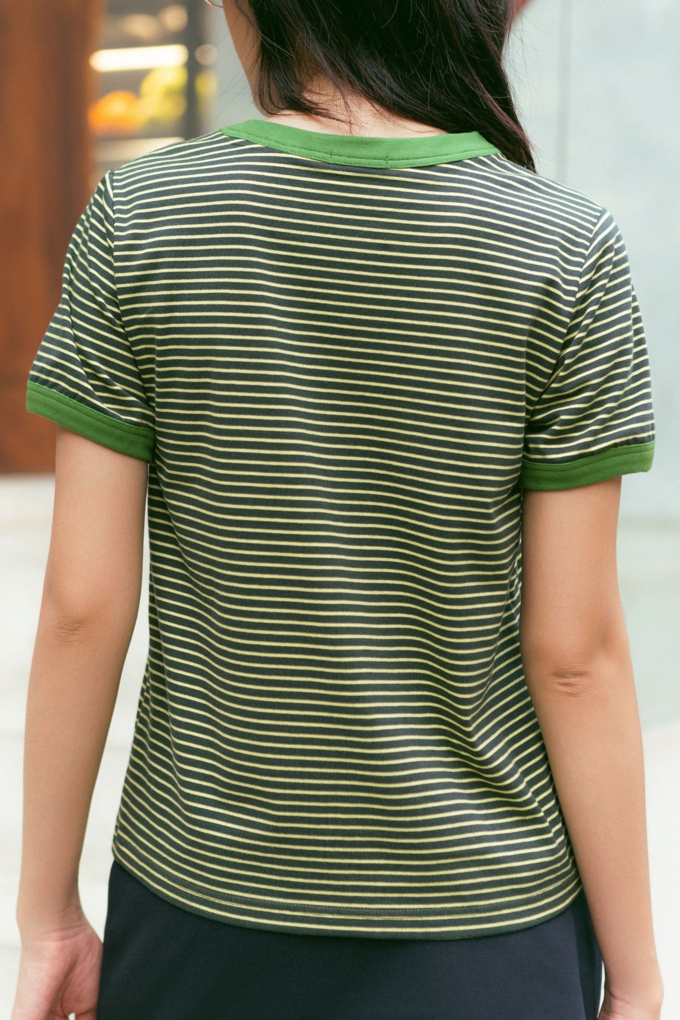 Green Striped Short Sleeve Baby Tee
